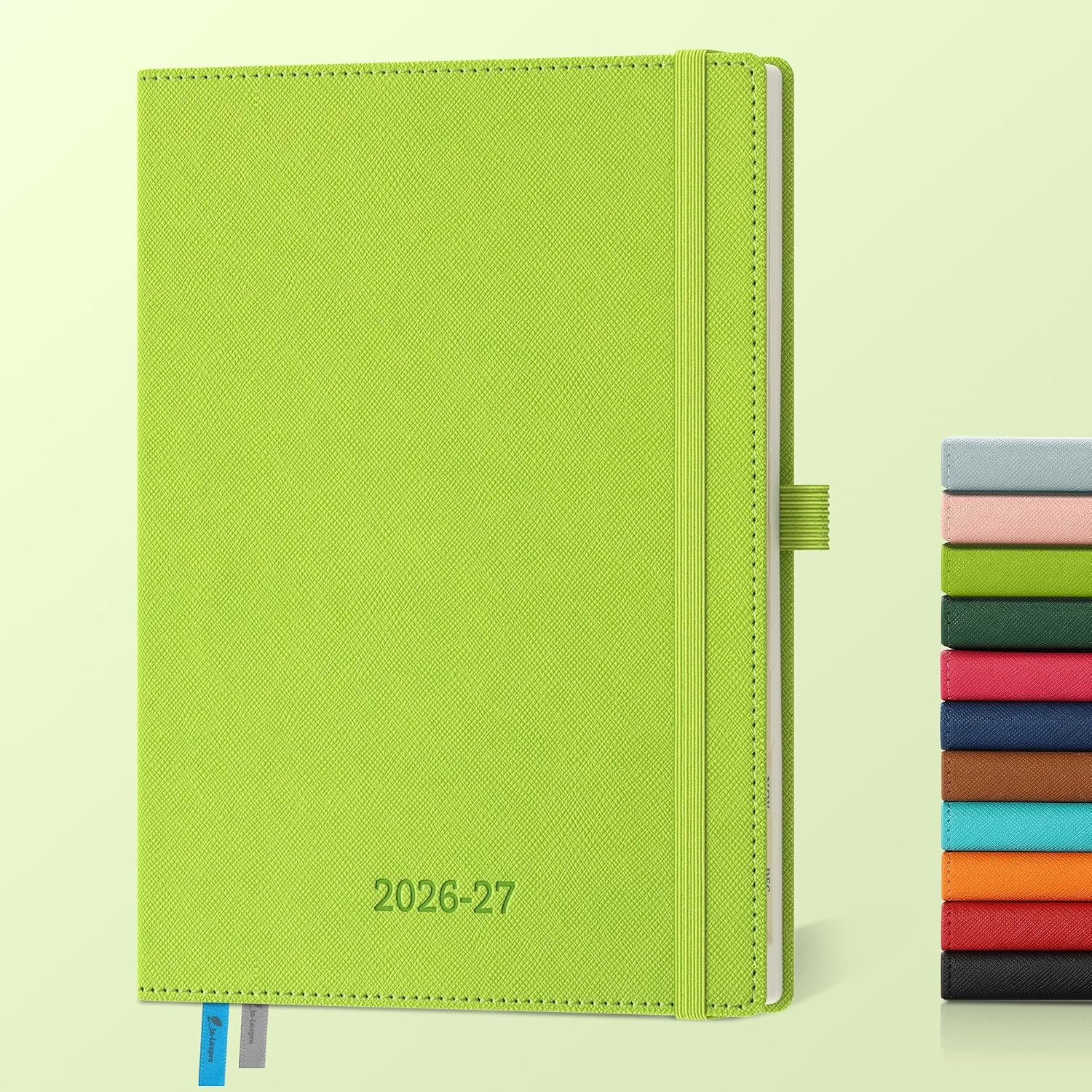 Detalle de IN-LUXPRO Academic Diary 2026-2027: A5 Week to View, Wasabi Green PU Leather