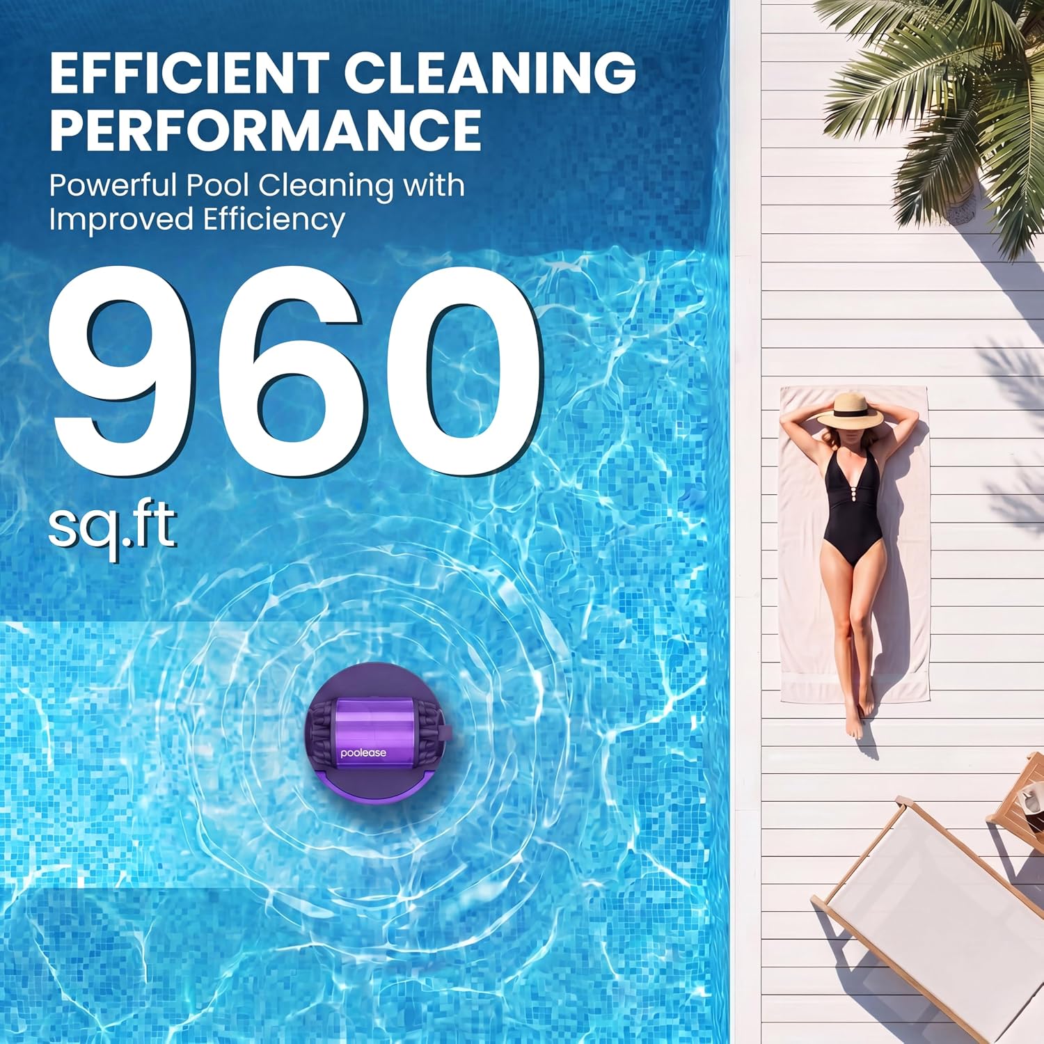 Detalle de Poolease Cordless Pool Vacuum Robot with Dual Motors
