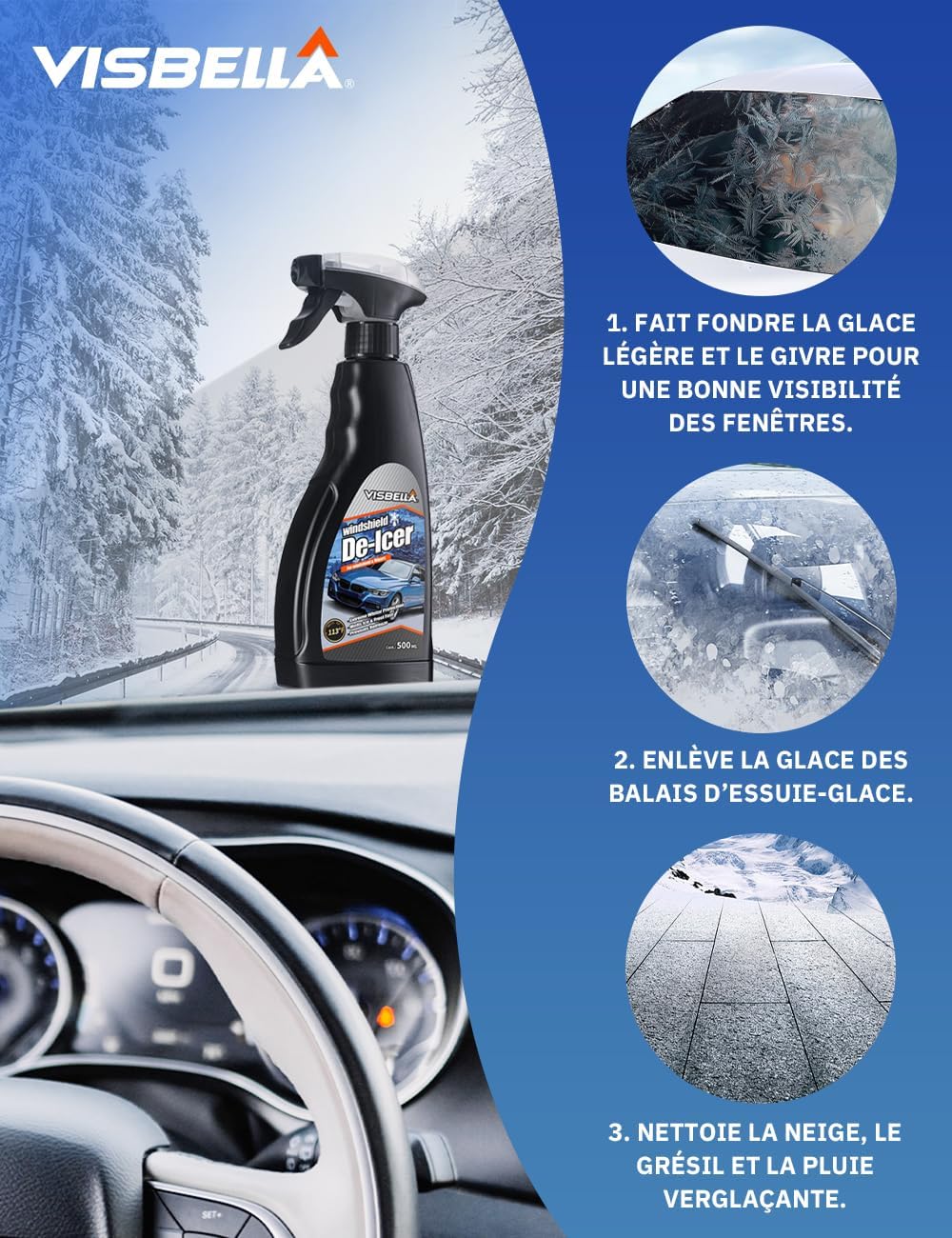 Detalle 2 de Visbella Dégivrant pare-brise et essuie-glace, gel et glace fondu 500 ml