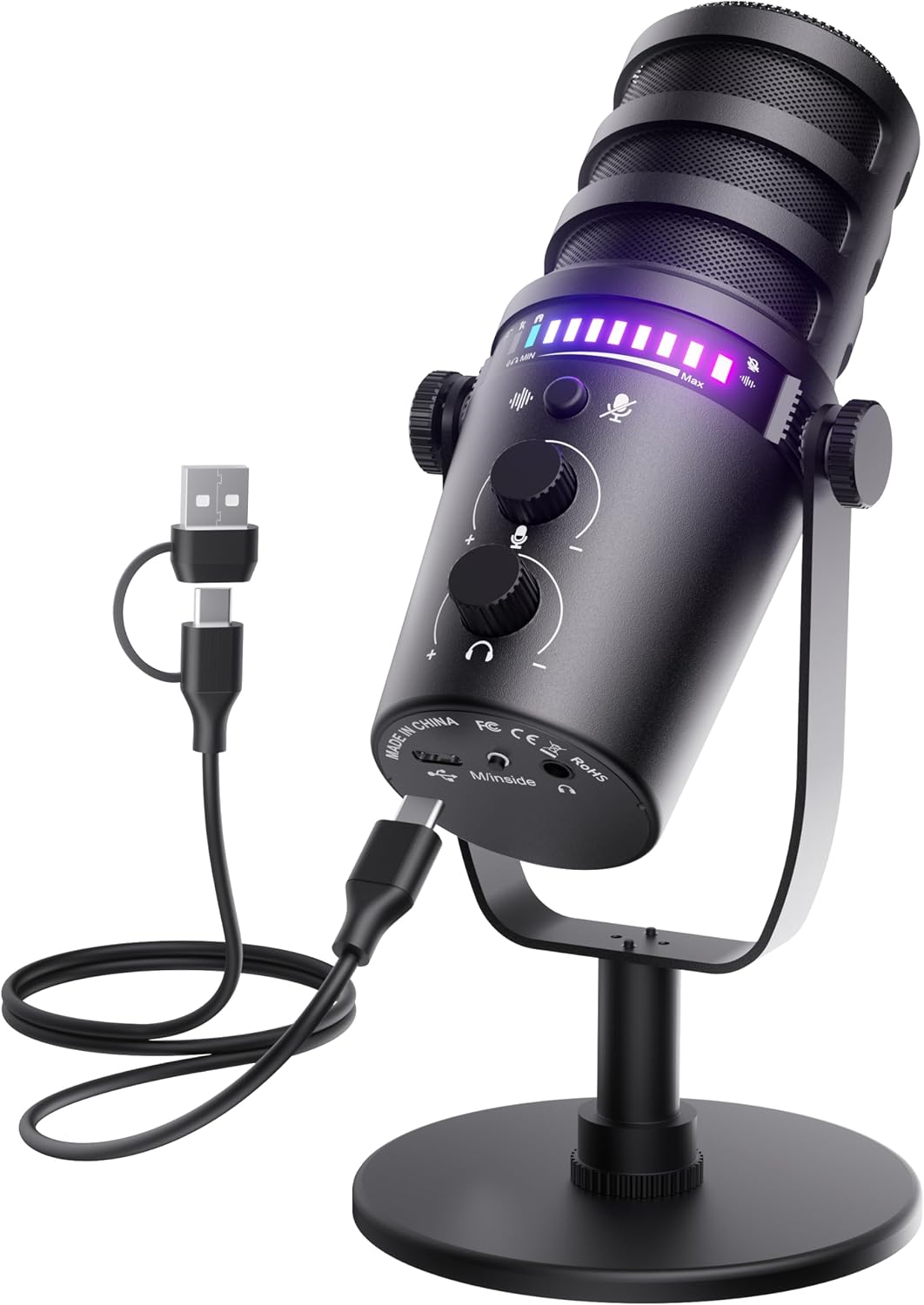 MIHUI MH-01 USB Microphone, RGB, One-Touch Mute and Gain Control