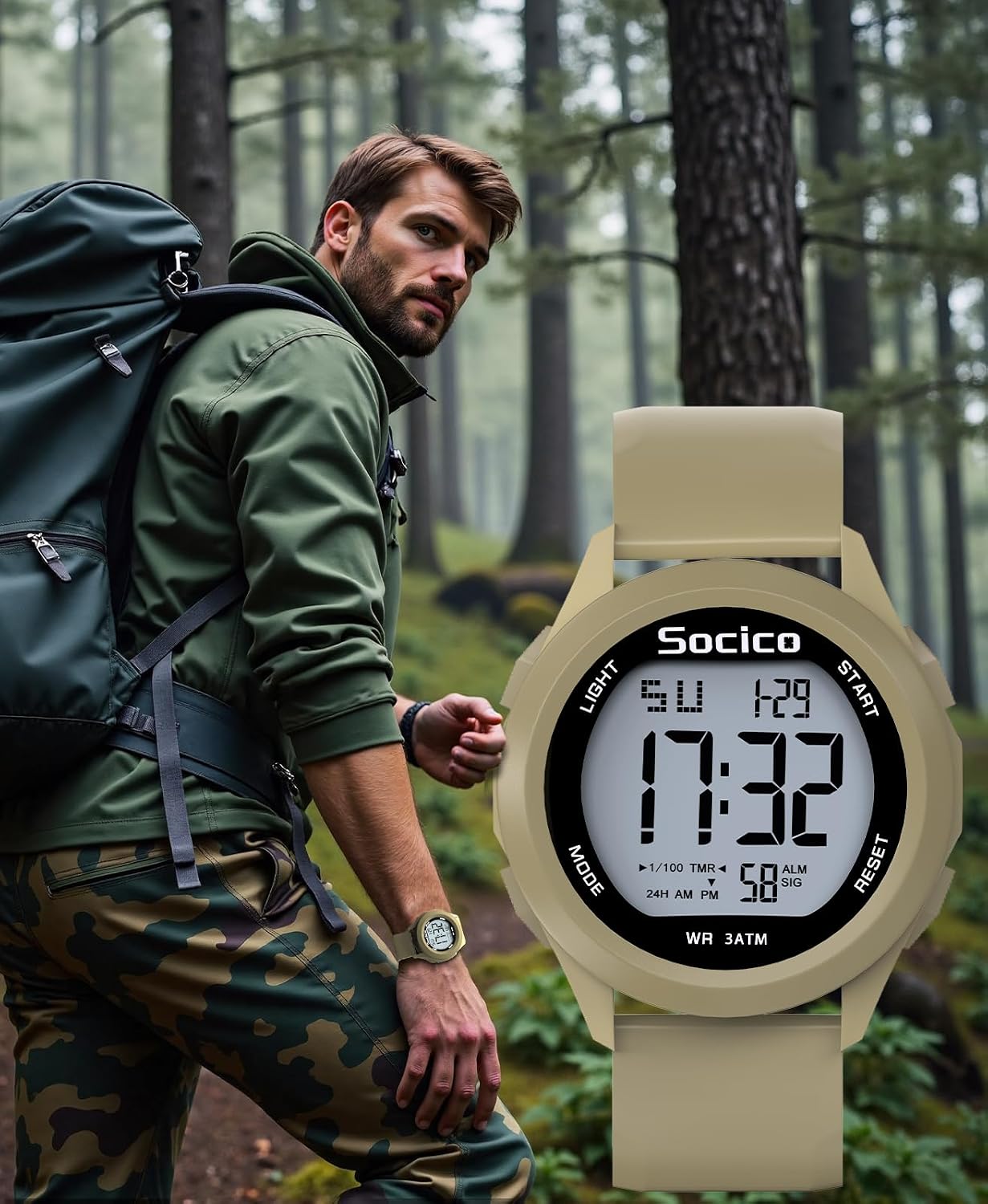 Thumbnail 6 de SOCICO Montre Numérique Sport Militairé