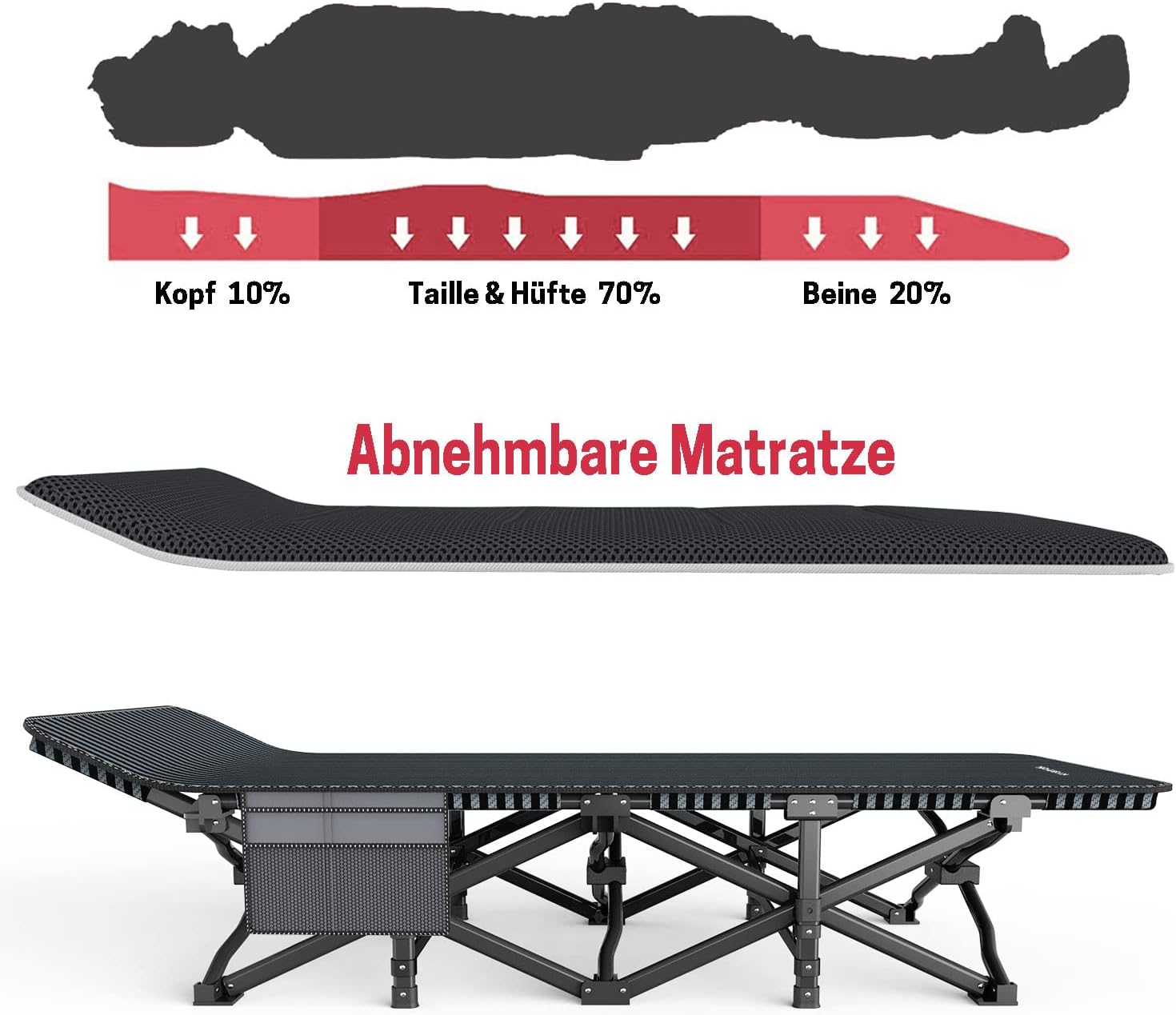 Detalle de ATORPOK SHOP Campingbett klappbar bis 200 kg