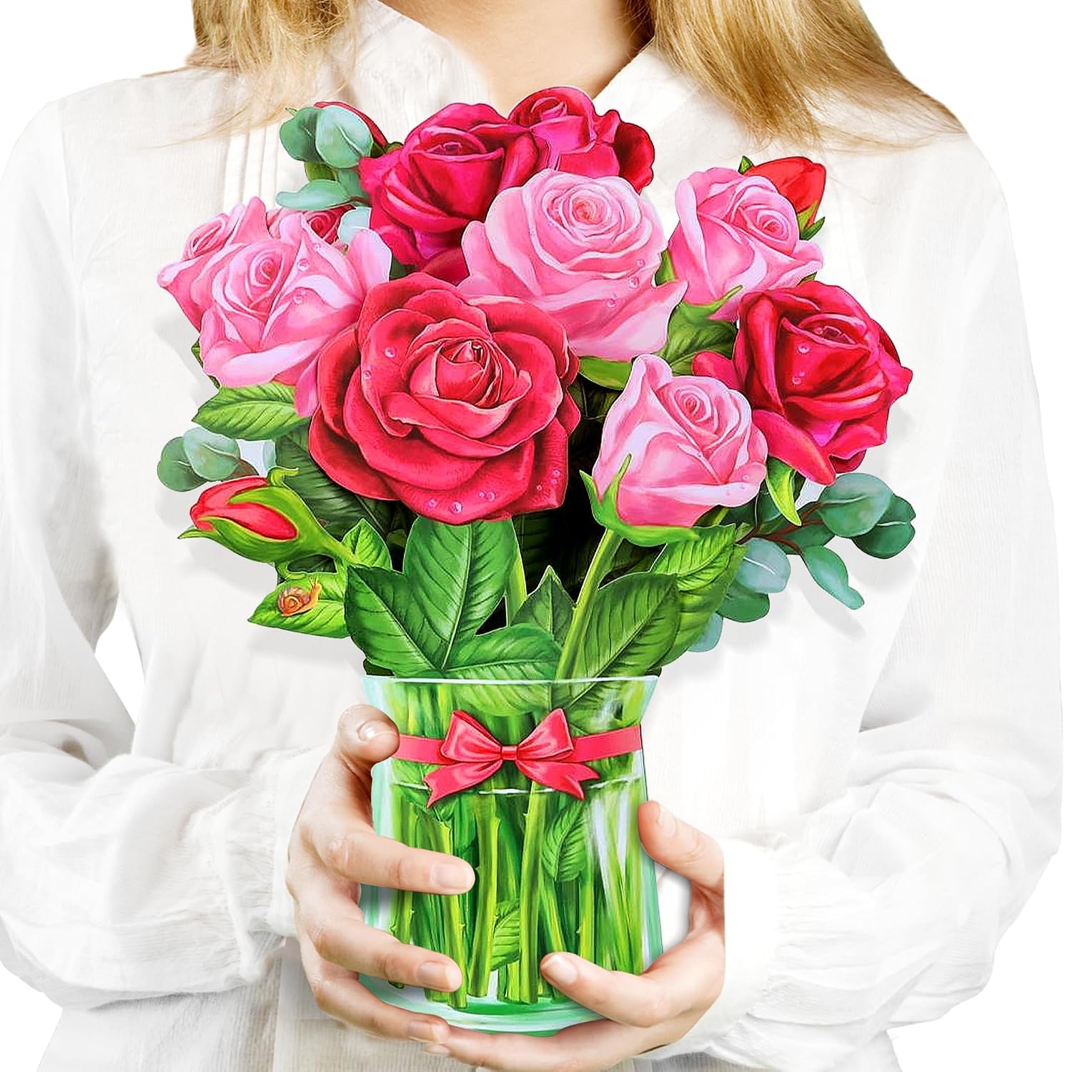 Detalle de Airpark Pop Up Flower Card 3D Red Rose Bouquet 💌