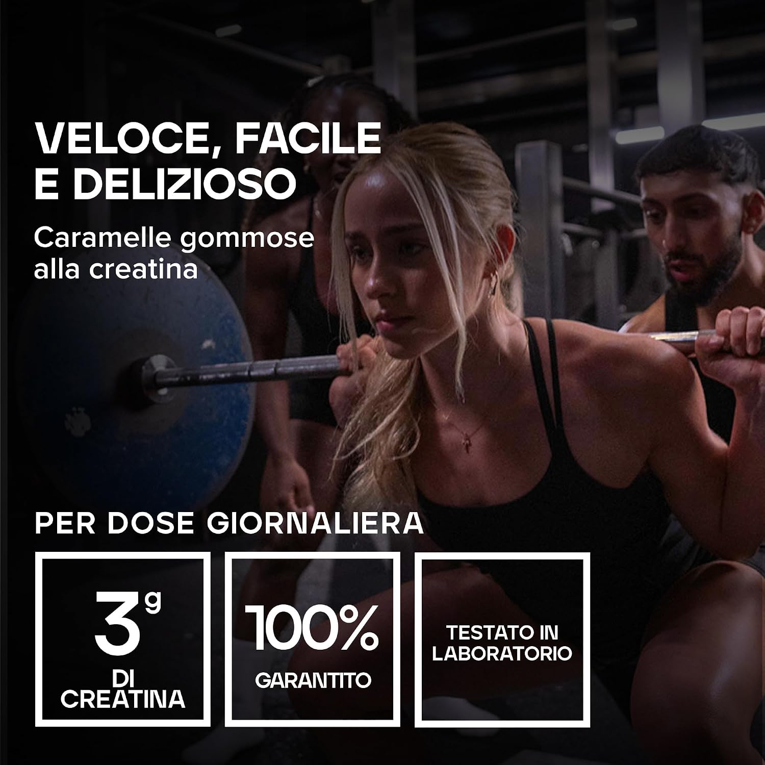Detalle de Bulk Caramelle gommose con Creatina 1 g, Pesca – 60 pezzi