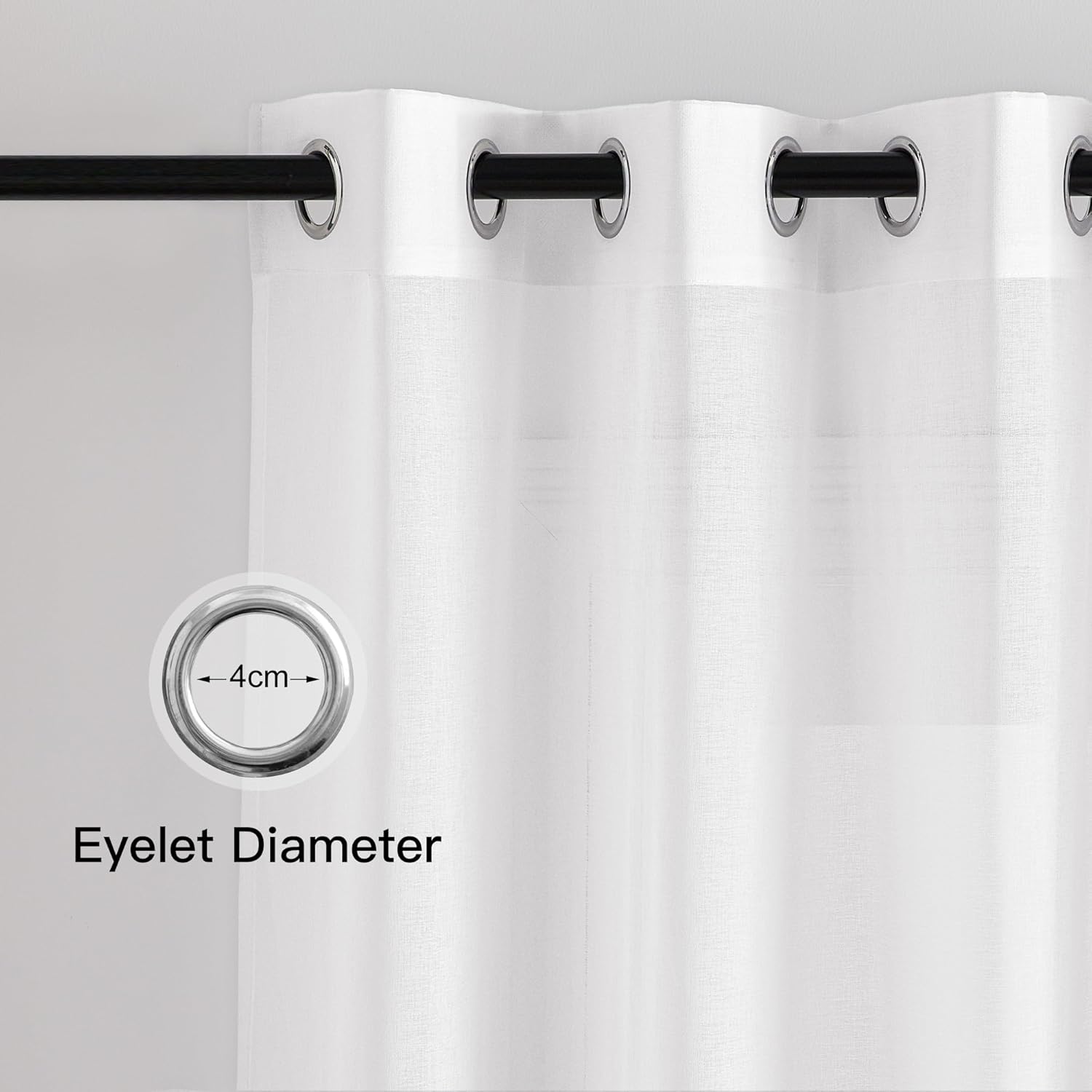 Thumbnail 2 de PONY DANCE Voile Gardinen (2er-Set) 230 cm hoch, transparent mit Ösen – Leinenoptik in Weiß