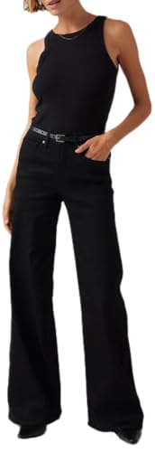 Detalle de Levi's 318 Shaping Wide Leg Soft Black – bequeme Figuresform mit Controlled Silhouette