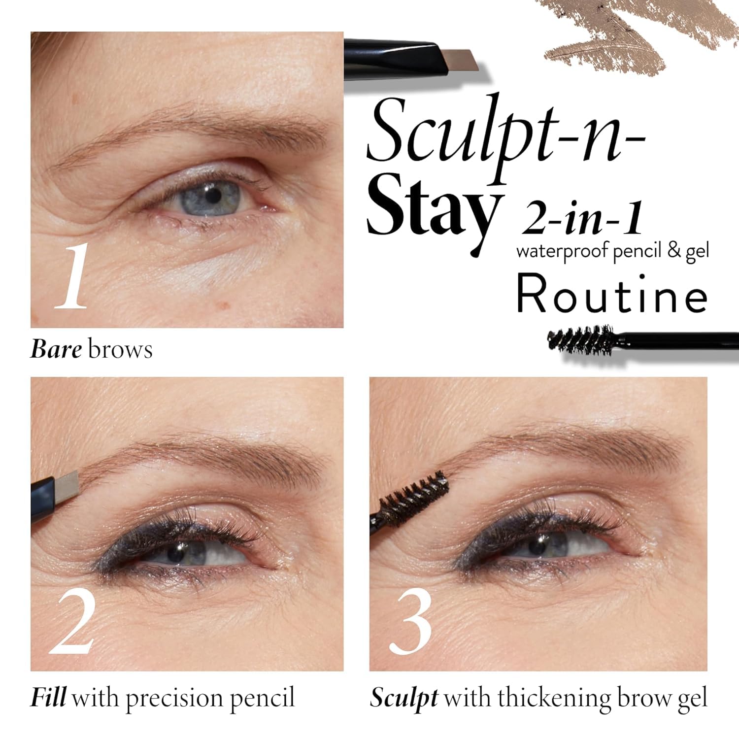 Thumbnail 2 de Laura Geller Beauty Sculpt-n-Stay 2-in-1 Waterproof Eyebrow Pencil & Brow Gel (Dark Brown)