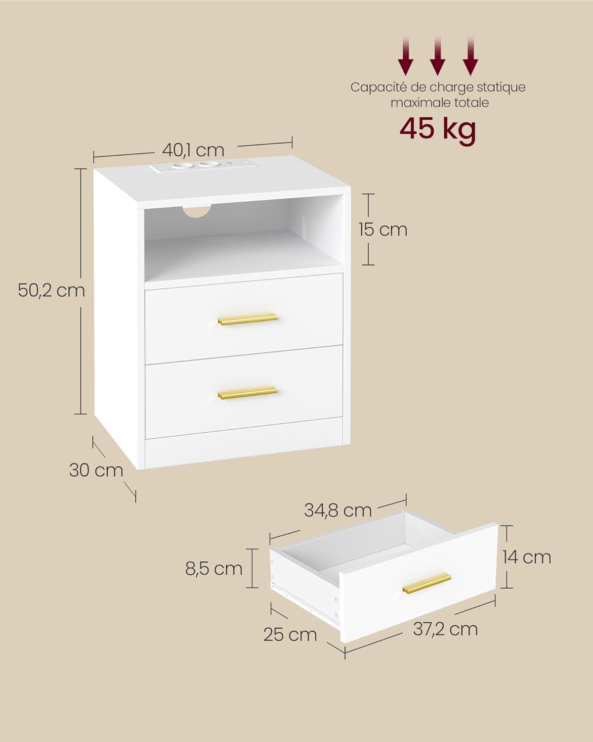 Thumbnail 2 de VASAGLE Custos Collection 2 tables de chevet