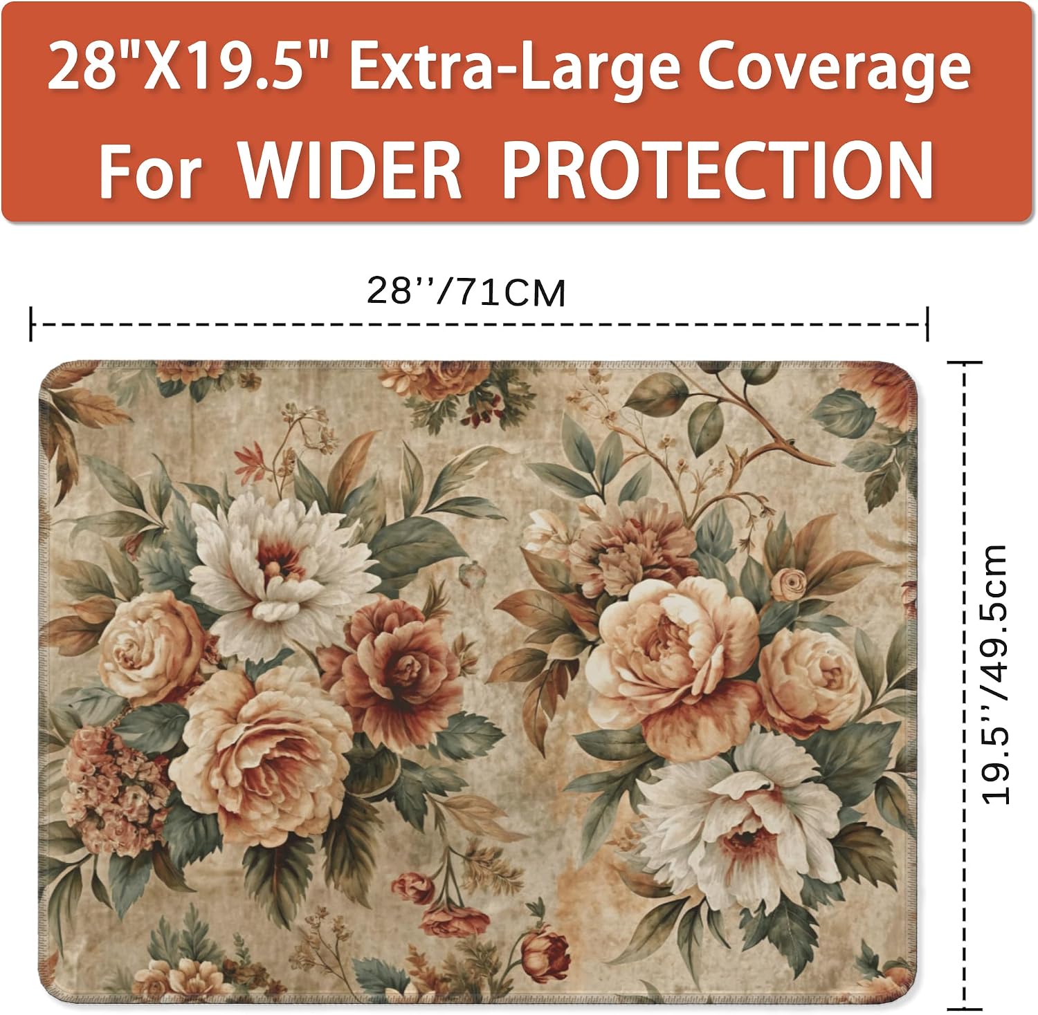 Detalle 2 de Kazxcoa Vintage Rose Stove Top Cover Mat, 28 x 19.5-Inch Rubber