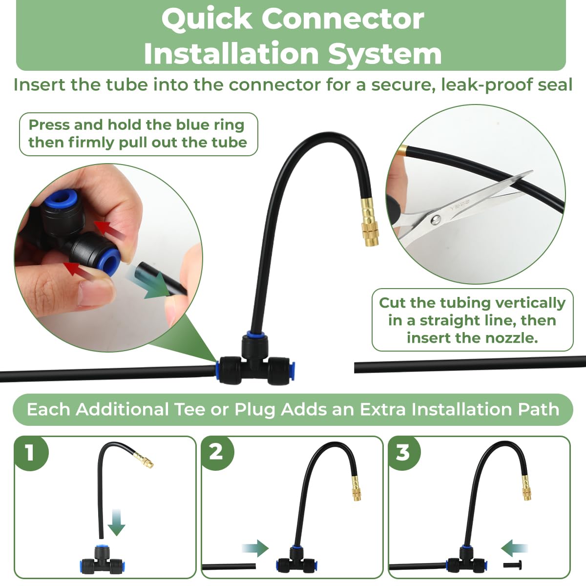 Thumbnail 6 de Drip Irrigation System for Garden Watering: 230FT PE Tubing with 40 Misting Nozzles