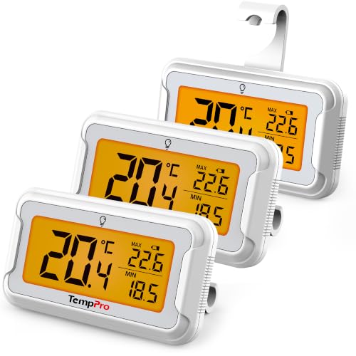 Detalle de TempPro Digital Fridge Thermometer, Waterproof Freezer Thermometer (3 Pack)