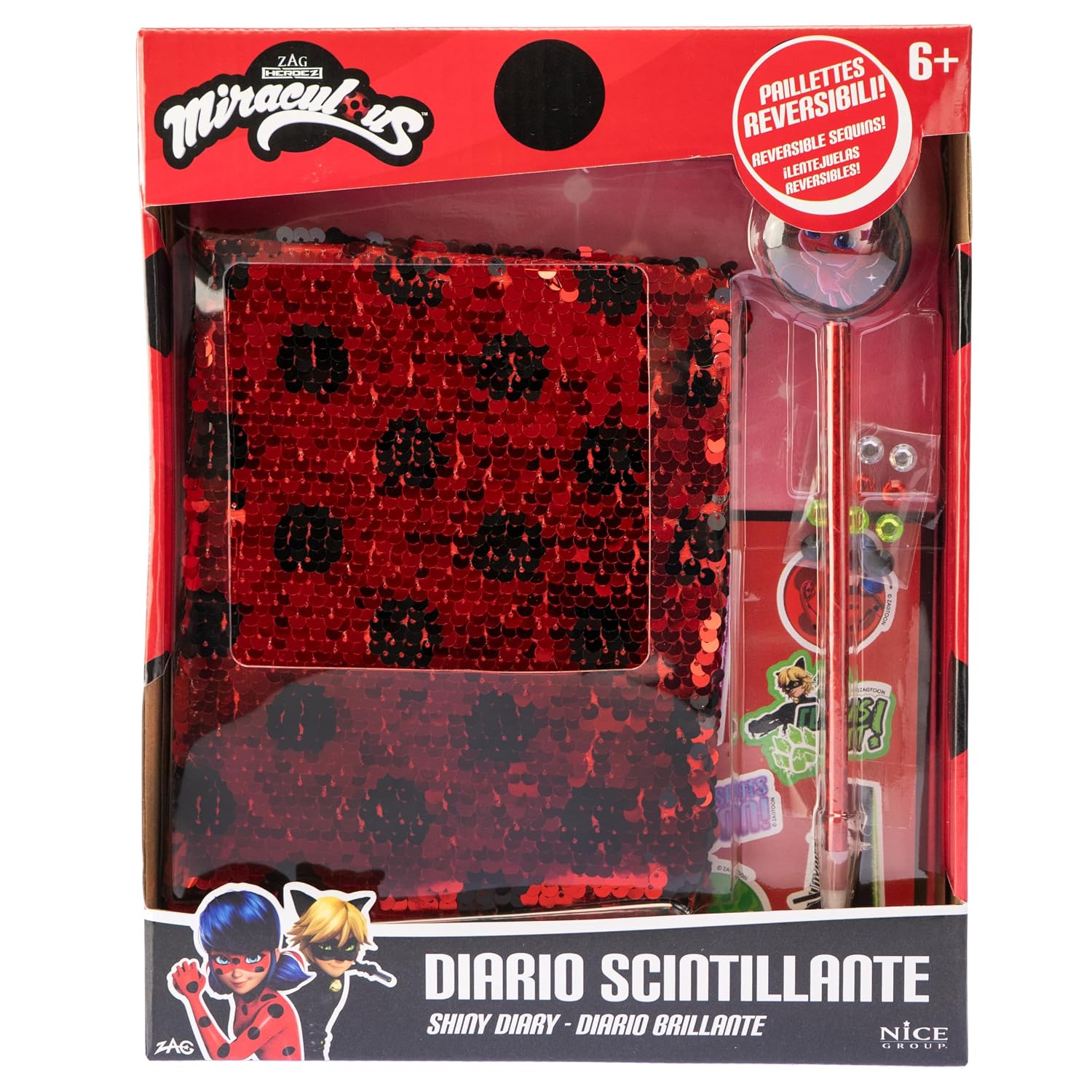 Detalle 2 de Nice Group Miraculous Notebook – pamiętnik z naklejkami, długopisem i klejnotami