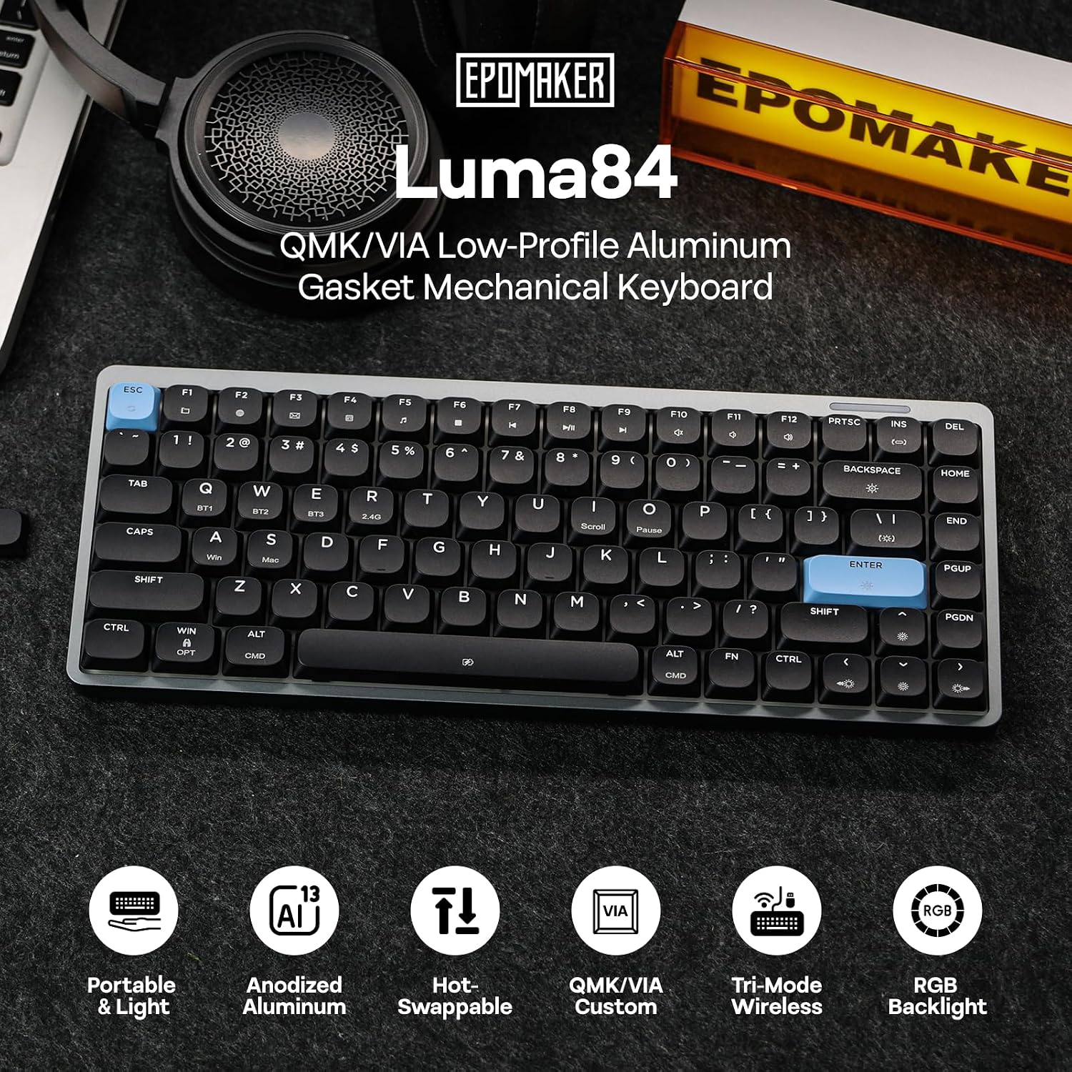 Detalle 2 de EPOMAKER Luma84 Low Profile Mechanical Keyboard