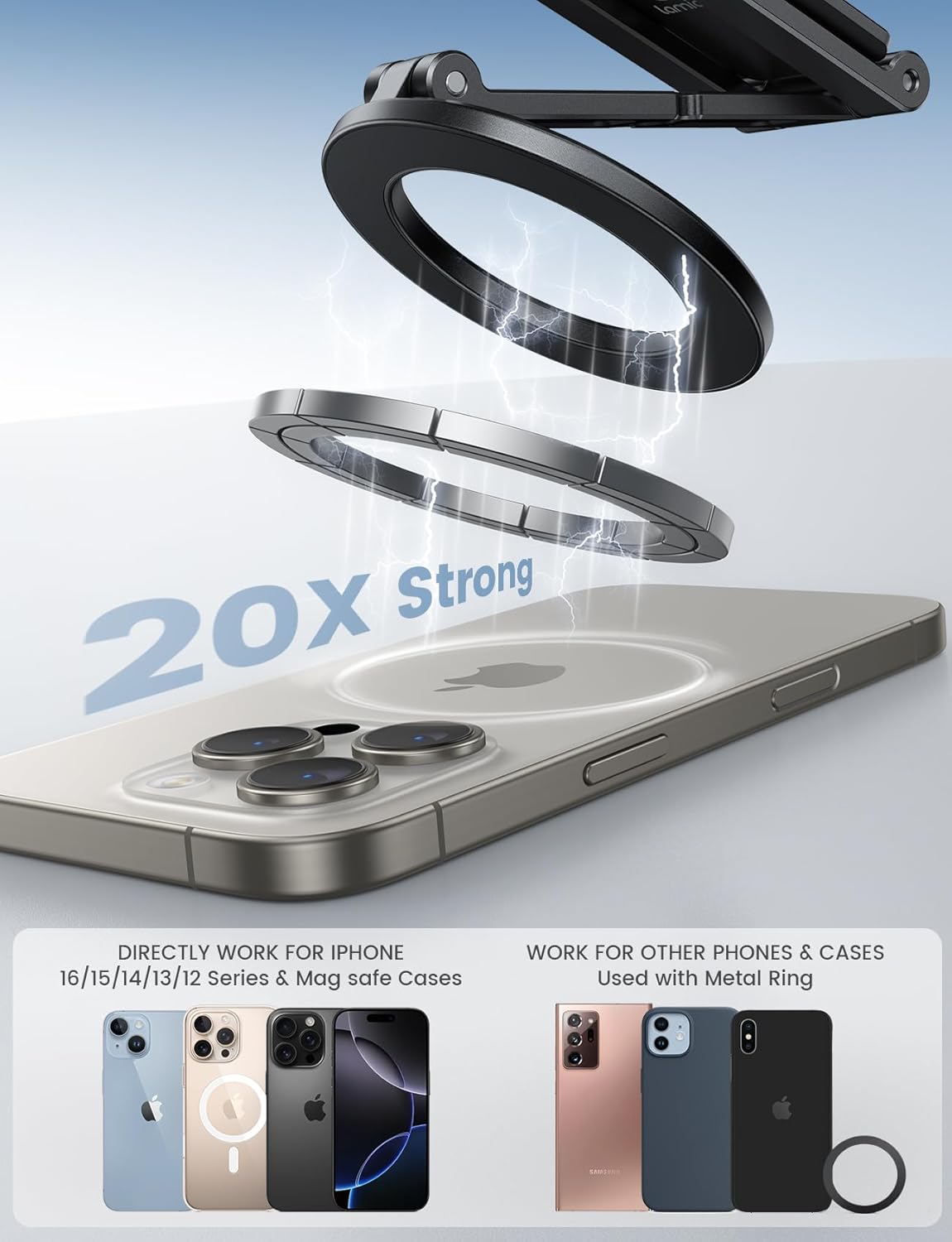 Detalle 1 de Lamicall MagSafe Tripod Stand for iPhone 17 Pro Max