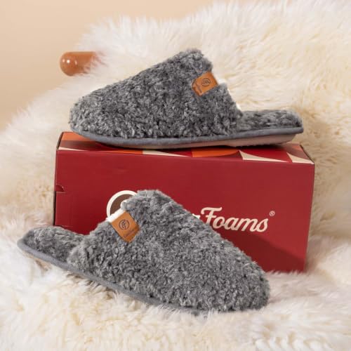 Detalle de EverFoams Women's Fuzzy Slippers Memory Foam Warm Shoes – Light Grey (UK 5–6)