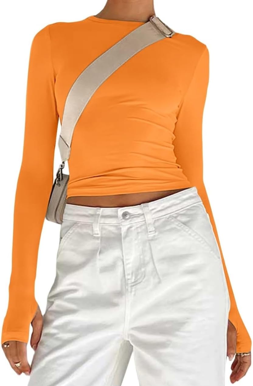 Detalle de Women's Basic Long Sleeve Slim Fit Crop Top