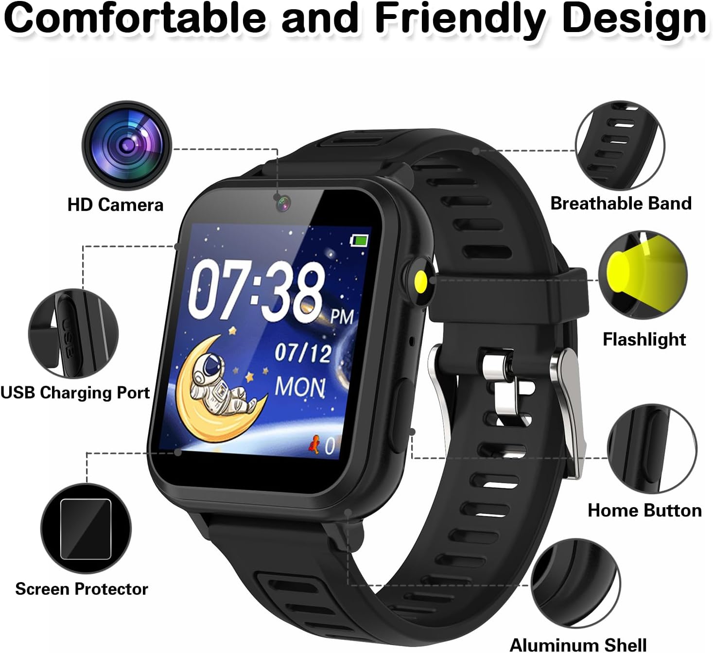 Detalle de Cosjoype Kids Game Smartwatch for Kids: 39 Games, Camera, Pedometer & More