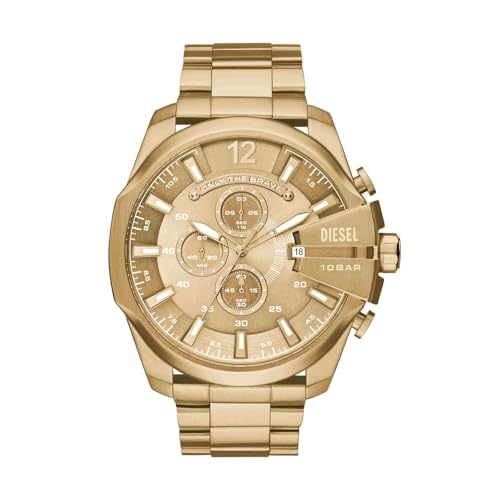 Detalle de Diesel Mega Chief Reloj para Hombre – Cronógrafo de Acero Dorado, 51 mm