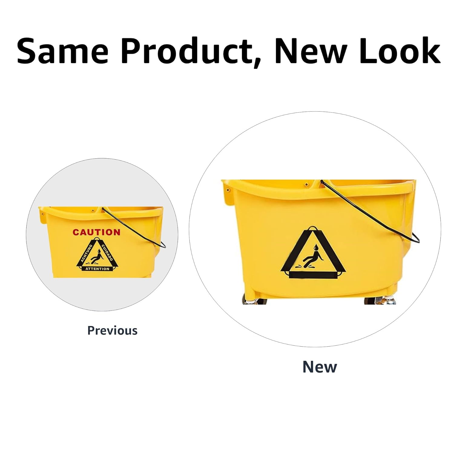 Detalle de Amazon Basics Kentucky-Mopp-Eimer rectangular, 33 l, gelb – mit Down-Press Auswringer und robusten Rädern