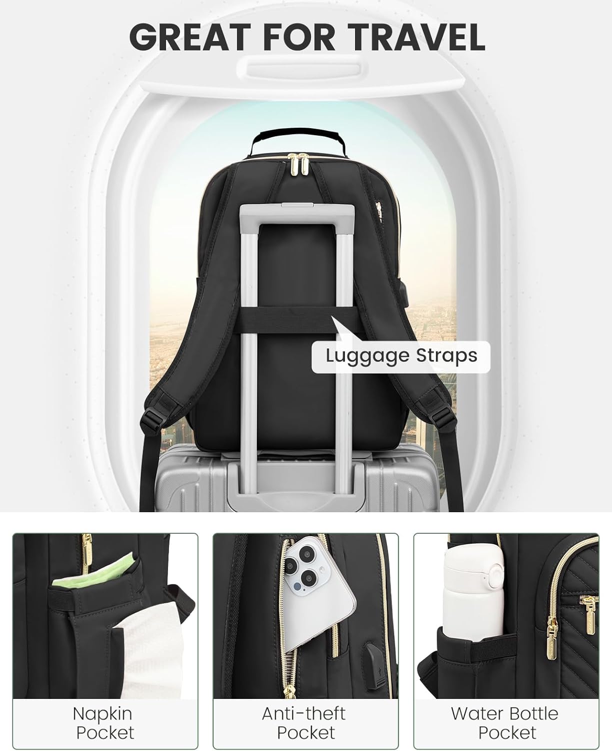 Thumbnail 3 de LOVEVOOK Laptop Backpack Purse 15.6 in