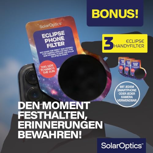 Detalle de Solar Optics Sonnenfinsternisbrille 10er-Pack mit Handy-Filter – ISO 12312-2 & CE zertifiziert