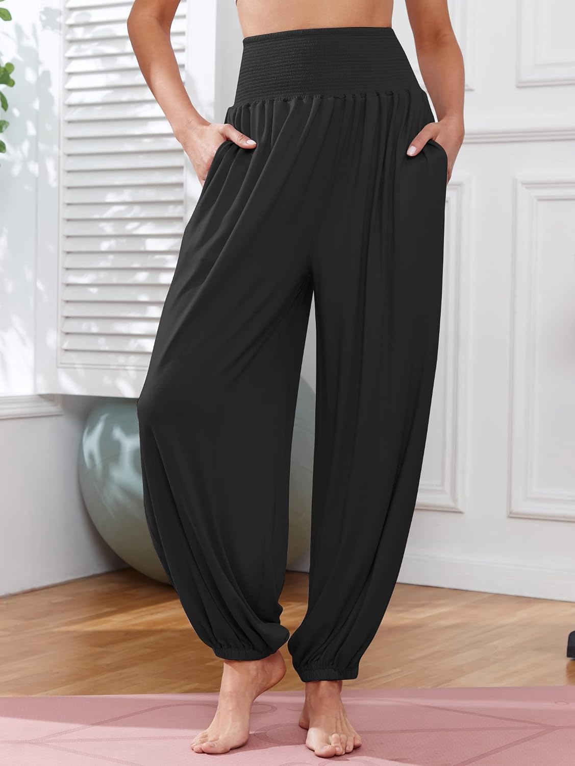 Detalle de Famulily Harem Pants for Women UK: High-Waist Yoga Lounge Trousers (S–XXL)