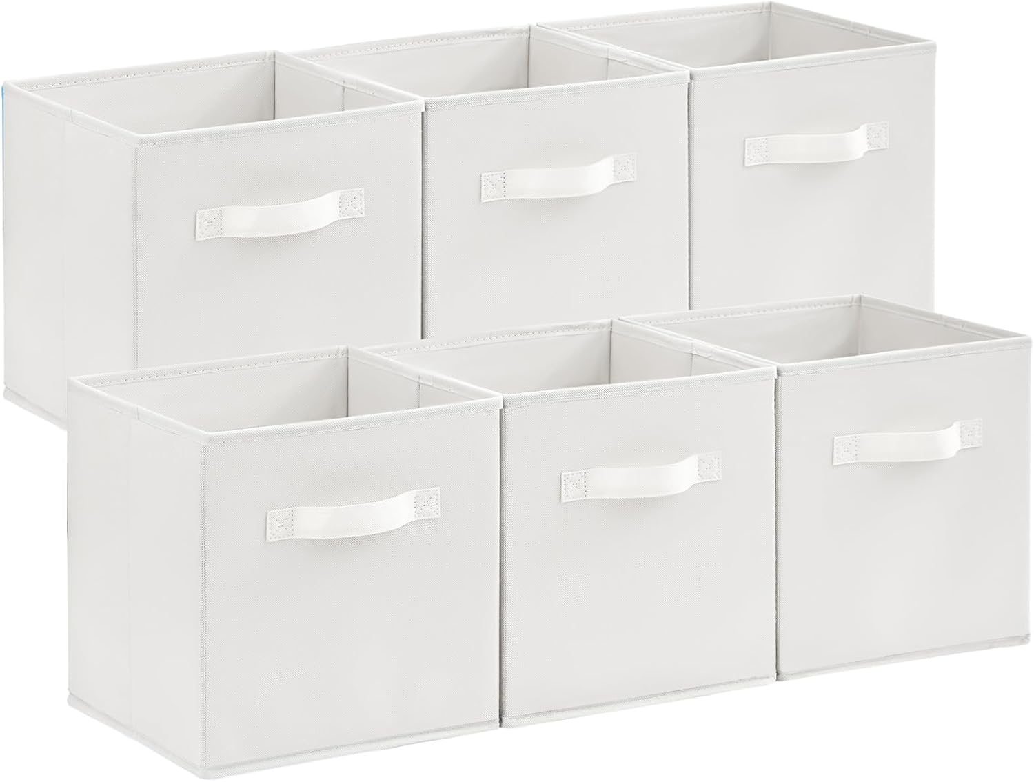 Detalle de Lifewit 230211 Fabric Storage Boxes, 6-Pack, Foldable White Cubes with Handles