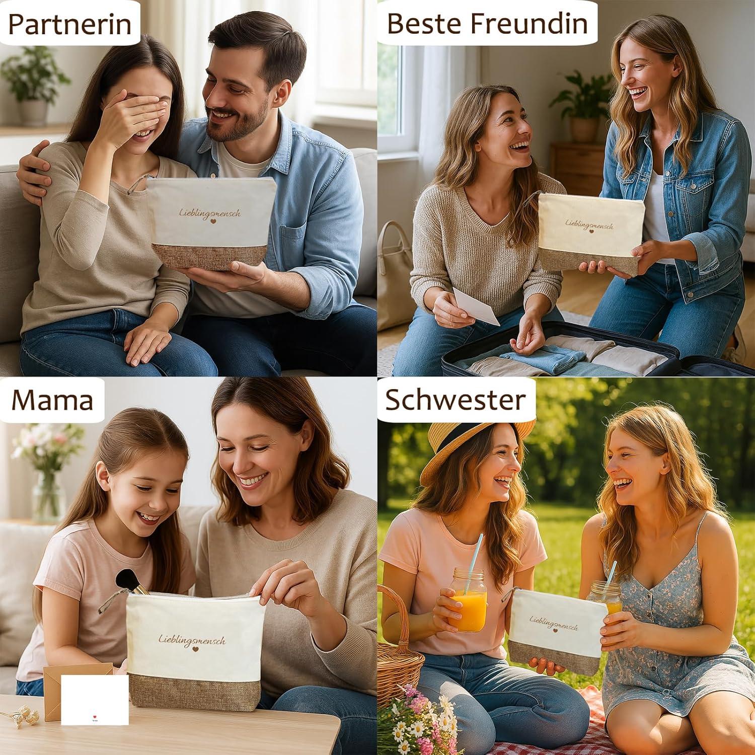 Detalle 2 de Kosmetiktasche Lieblingsmensch – Geschenkidee für Freundin, Mama, Schwester oder Partnerin