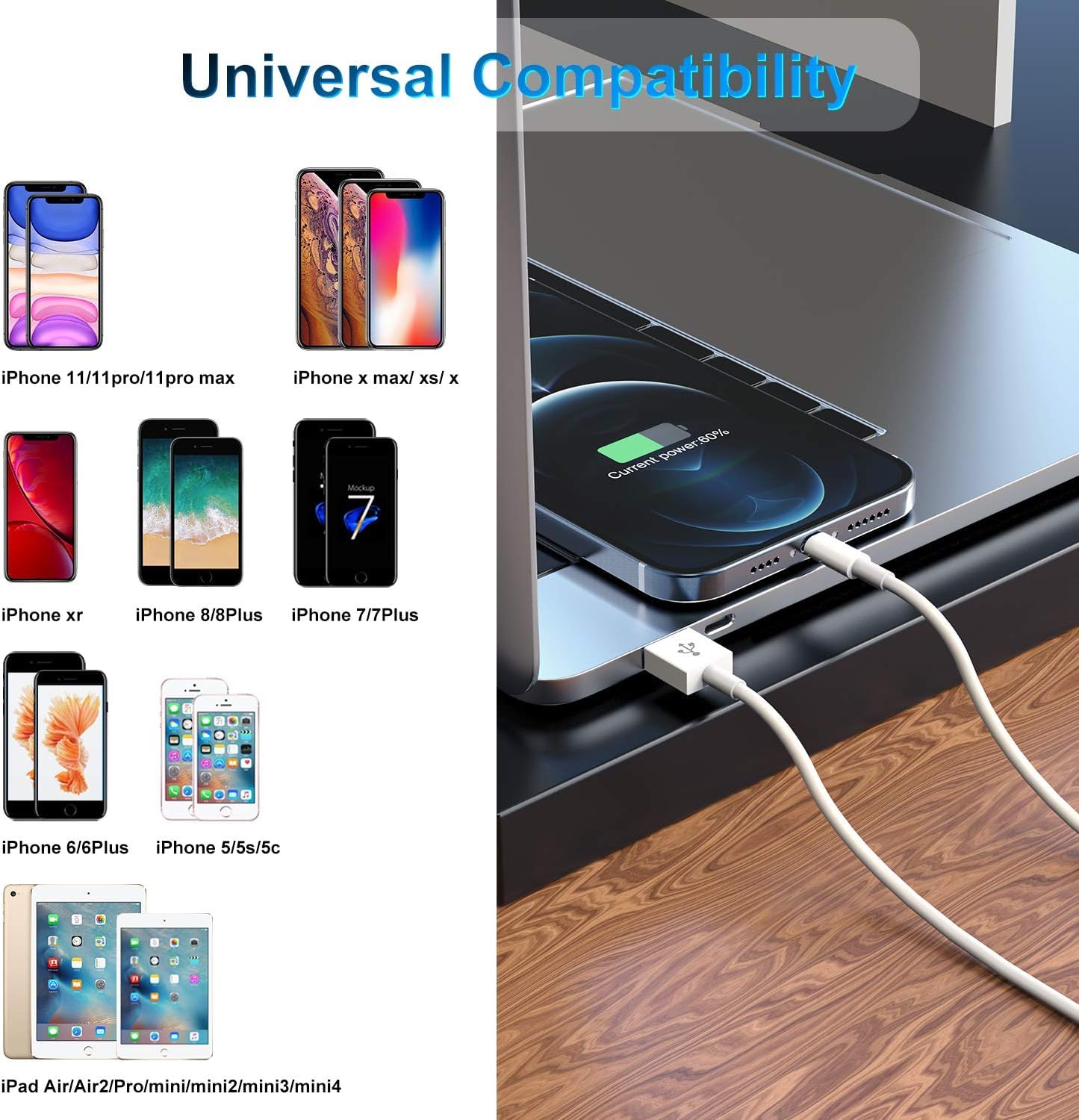 Thumbnail 6 de Apple MFi Certified iPhone Charger Cable, 3m Lightning to USB Cord – Fast Charging for iPhone 13/12/11/X/8/7/6 (2 Pack)