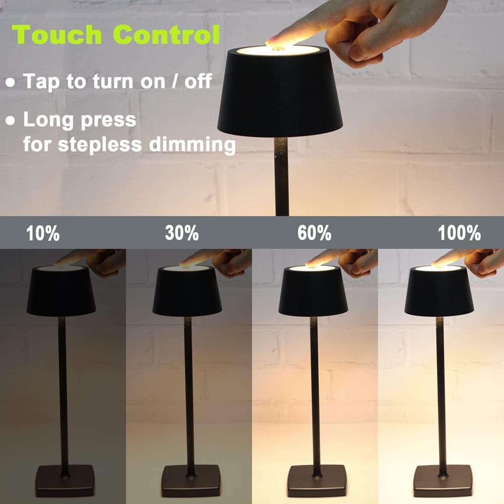 Thumbnail 6 de Seihoae Cordless Table Lamp with 6000mAh Battery, IP54 Waterproof, Touch Dimming and 4W LED – Gold