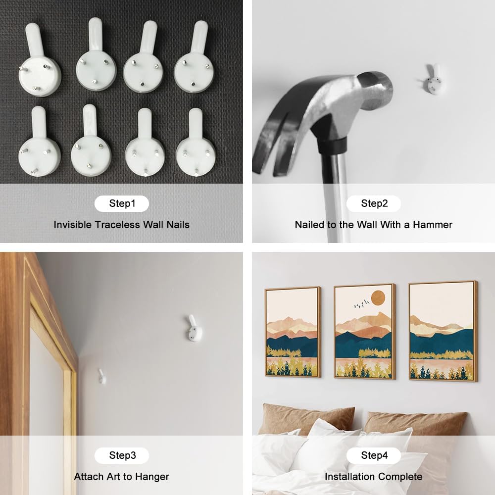 Thumbnail 5 de HPINUB Mountain Framed Canvas Wall Art Set – Mid Century Modern Boho Nature Trio