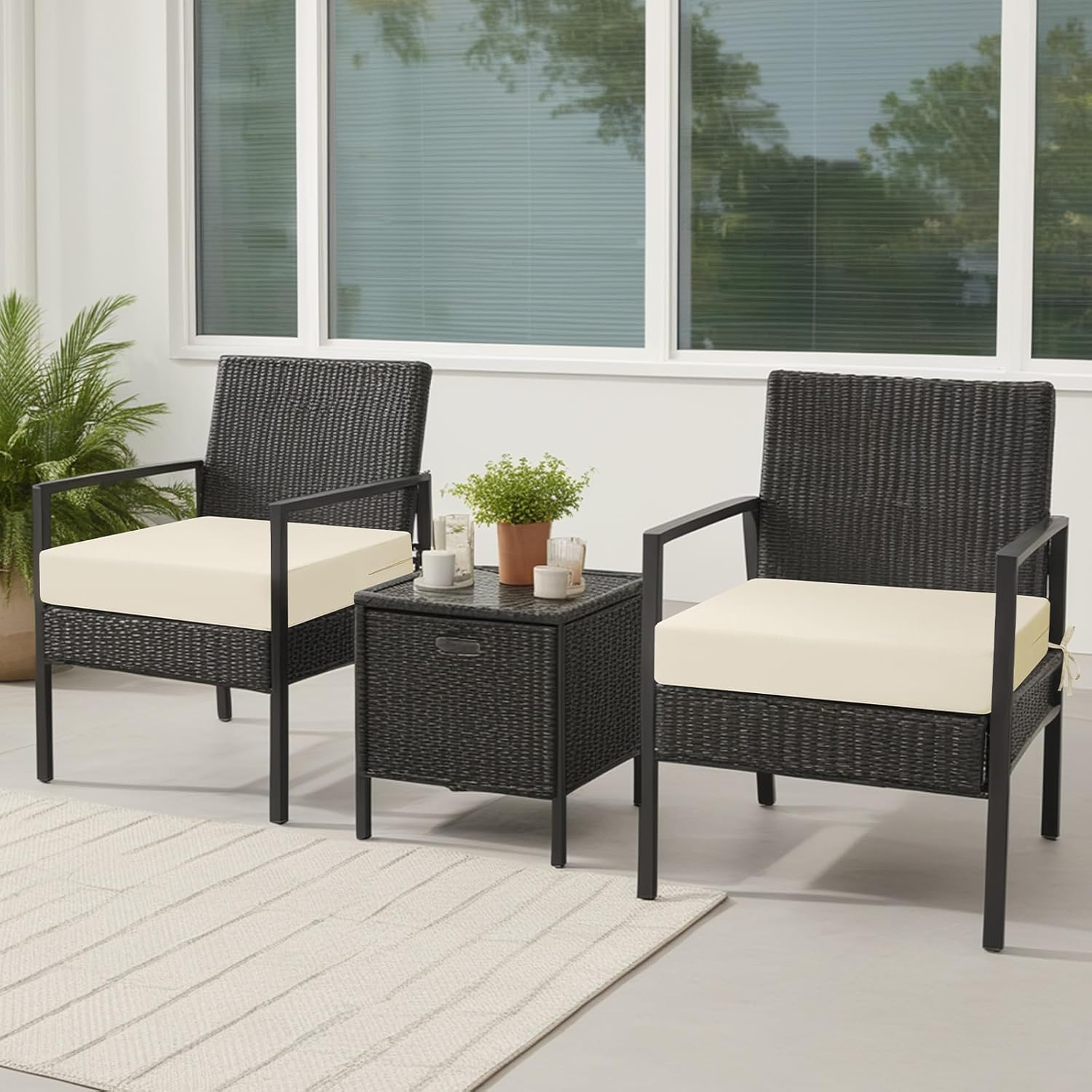 Thumbnail 6 de PRIMEPATIO Outdoor Chair Seat Cushions Set of 2 – 40 x 40cm, 7cm Thick, Beige
