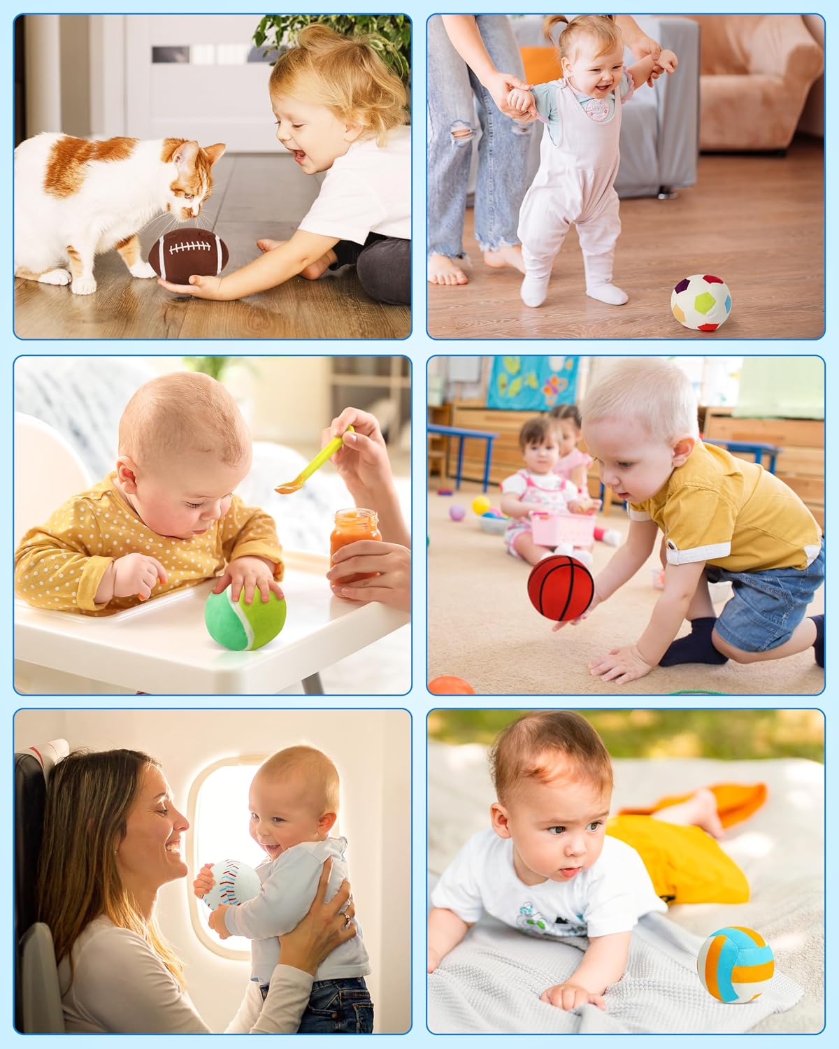 Thumbnail 6 de Vanmor Sensory Sports Balls for Toddlers – 6-Piece Plush Play Set with Travel Bag