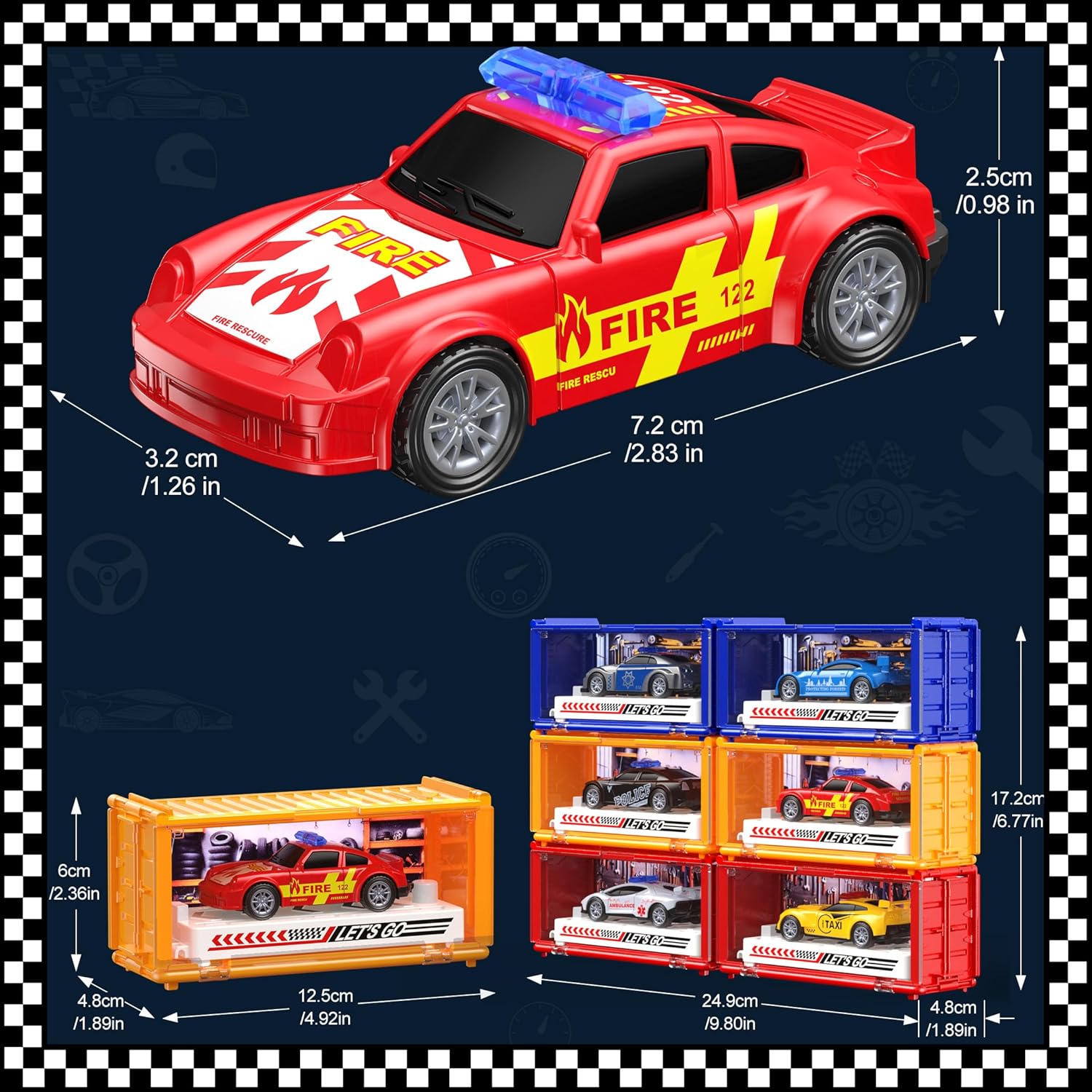 Detalle 2 de GoStock Auto Spielzeug Set – Metallrennwagen mit faltbarer Rennbahn und Garage
