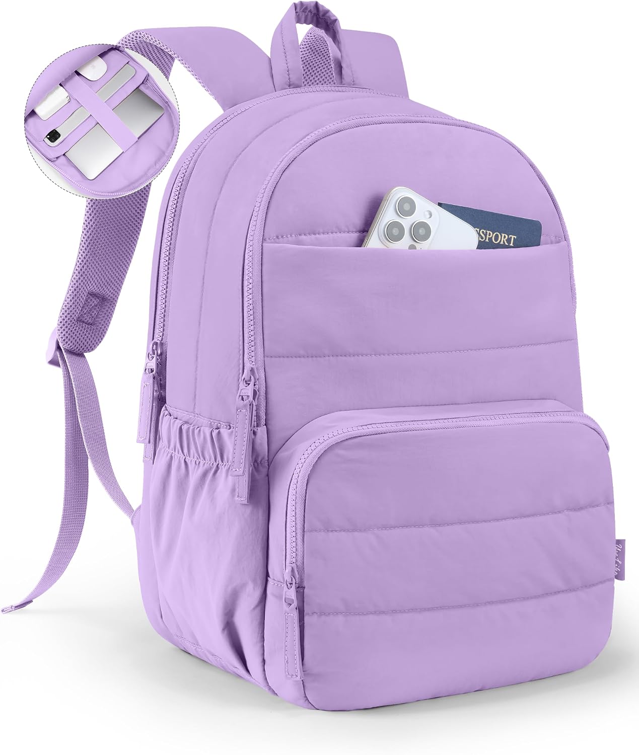 Thumbnail 6 de Uselike Travel Backpack for Women: 15.6" Laptop, Quilted, Sage Green