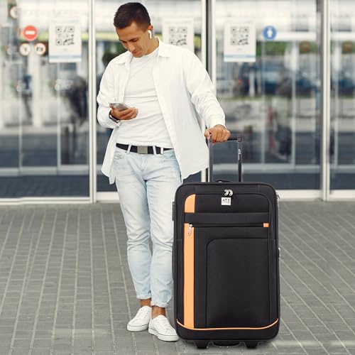 Detalle de ATX Luggage Large Expandable Soft Shell Suitcase (120L, 77x49x30 cm) with 3-Digit Lock and 2 Wheels