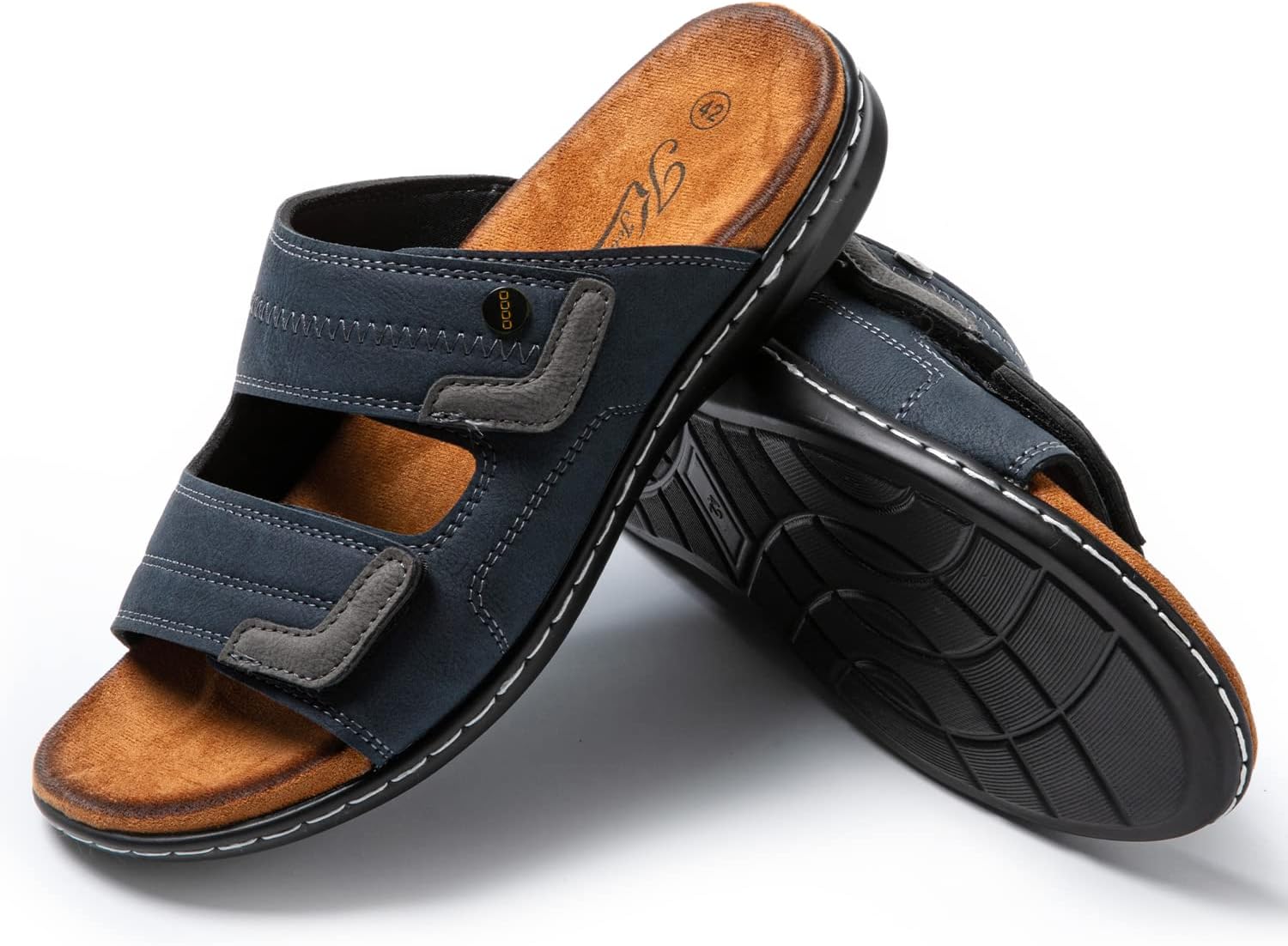 Detalle de JOMIX Sandales Homme en Cuir Synthétique – Sandales de plage confortables pour maison et extérieur