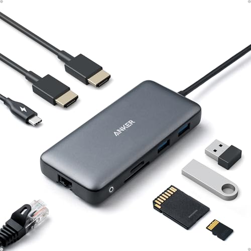 Detalle de Anker PowerExpand 8-in-1 USB-C PD Media Hub (Dual 4K HDMI) for Laptop Docking