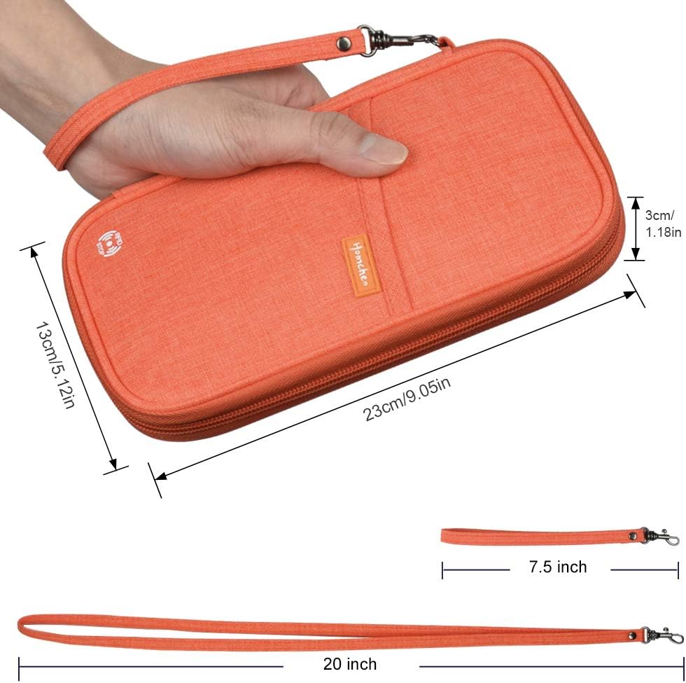 Detalle de homchen RFID Blocking Travel Passport Wallet Holder – Orange
