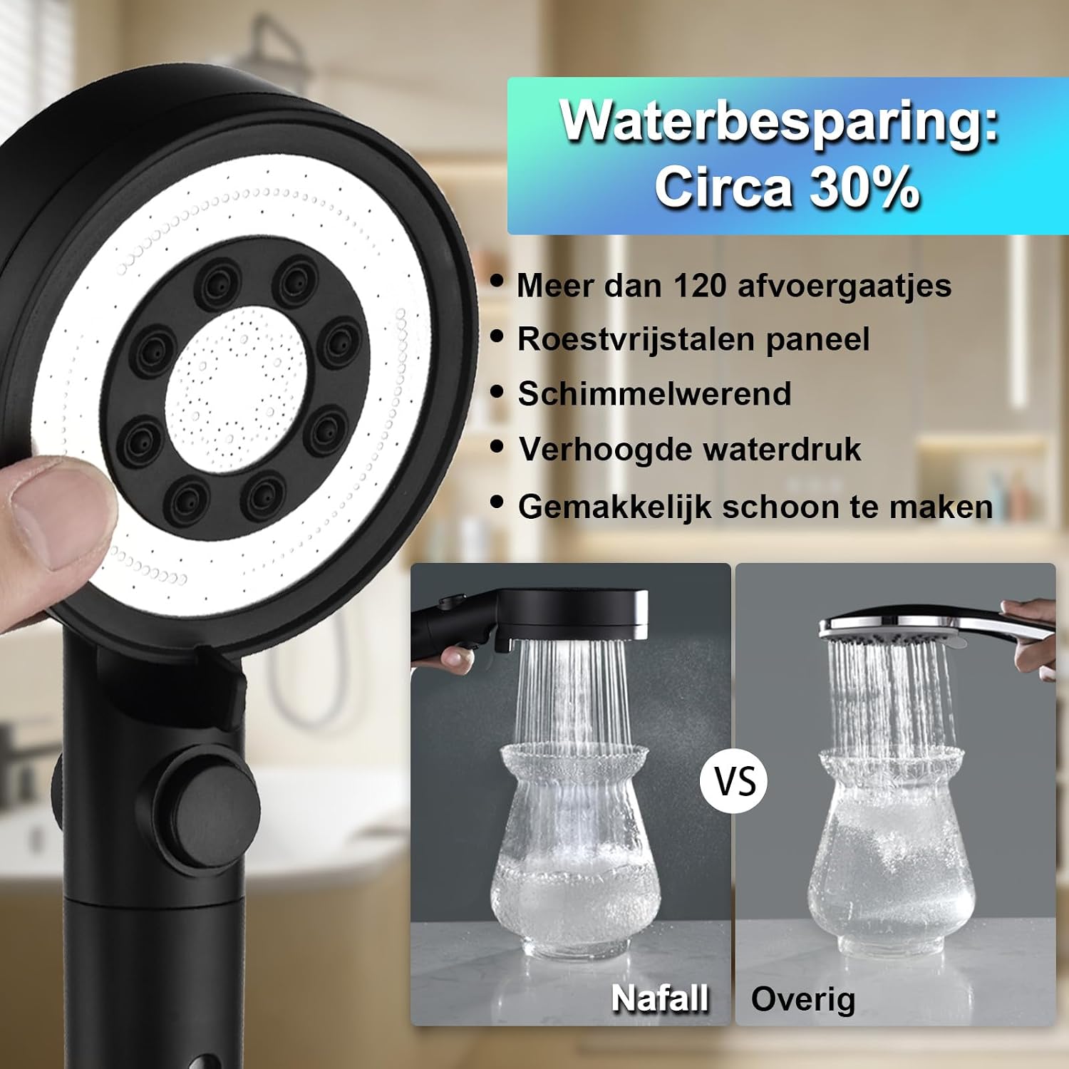 Thumbnail 6 de Nafall N6001BL-DE douchekop met filter, 5 standen en pauzefunctie