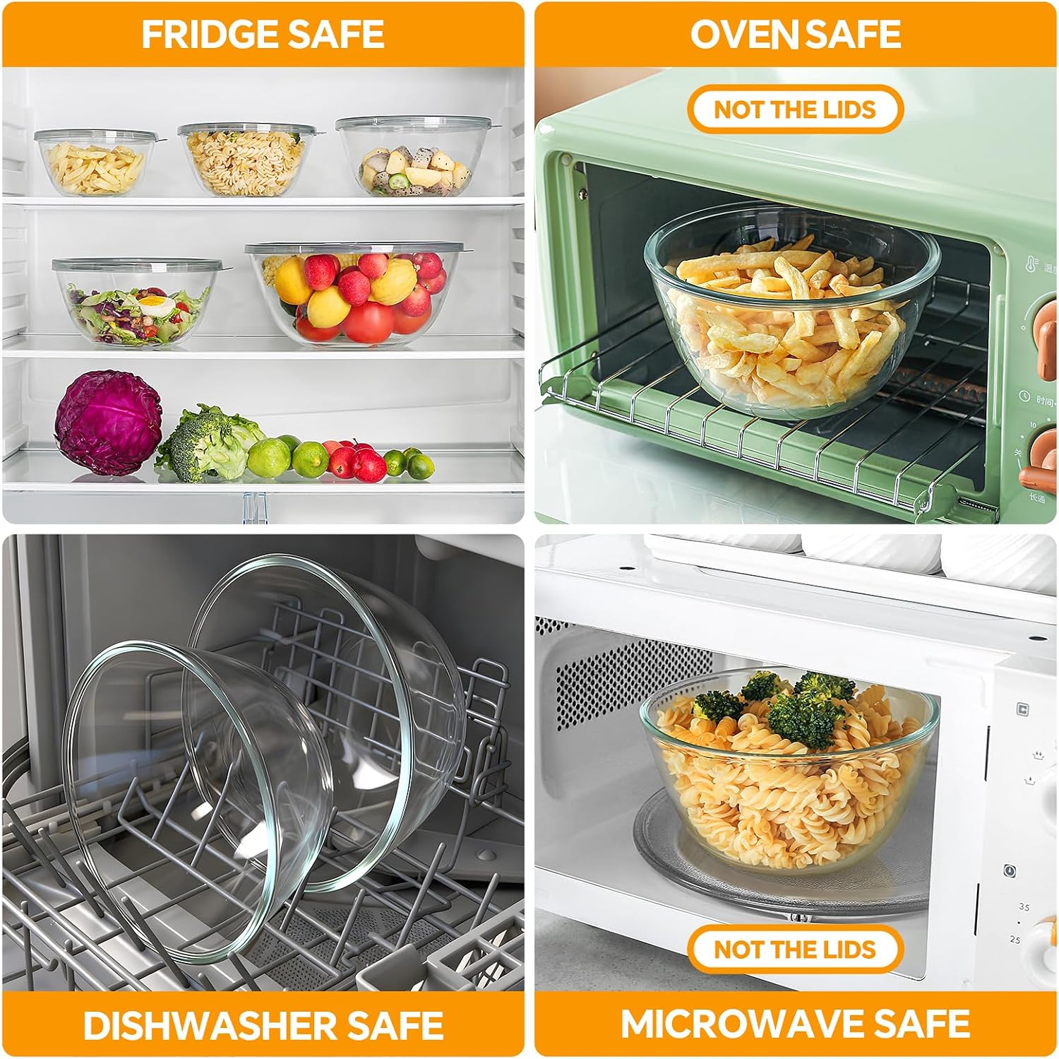 Detalle 2 de Glass Mixing Bowls Set of 5 4.78QT 🍲