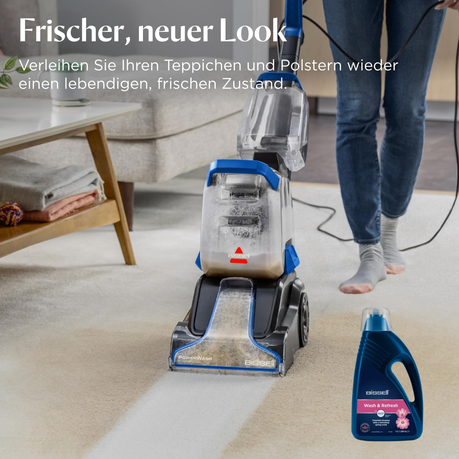 Detalle de BISSELL Wash & Refresh mit Febreze Blossom & Breeze – 1,5 l Teppichreinigungslösung (1078N) für BISSELL aufrechte Teppichreiniger
