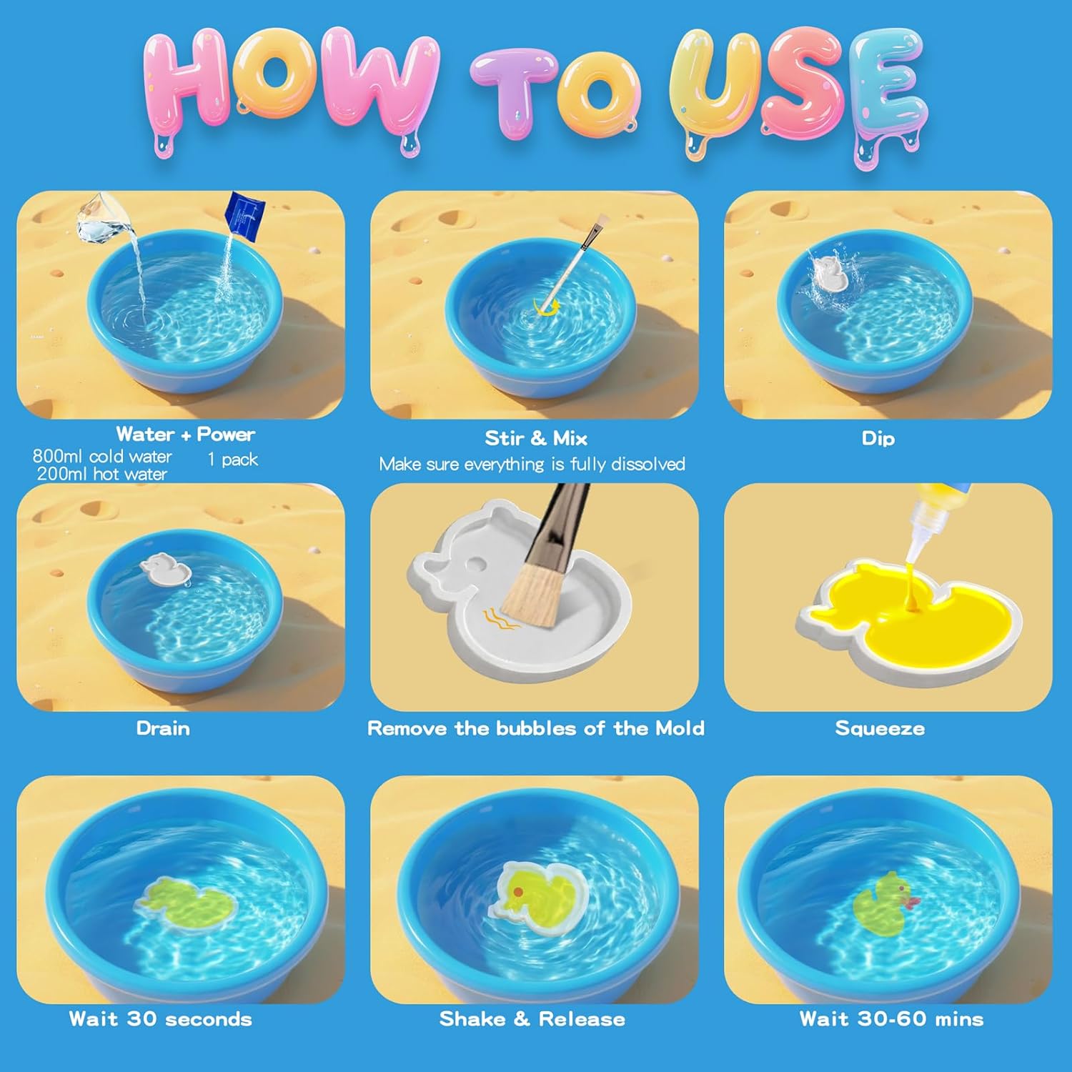 Thumbnail 3 de QANIY Magic Water Elf Toy Kit (20 Gels, 24 Molds) — DIY Squishy Maker for Kids Ages 4–8
