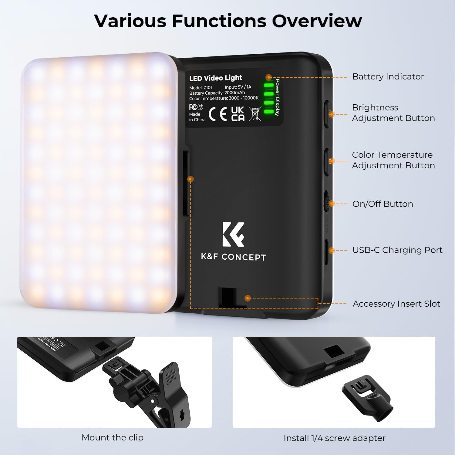 Thumbnail 4 de K&F CONCEPT LED 84 Luce video professionale 3000–10000K 🎥