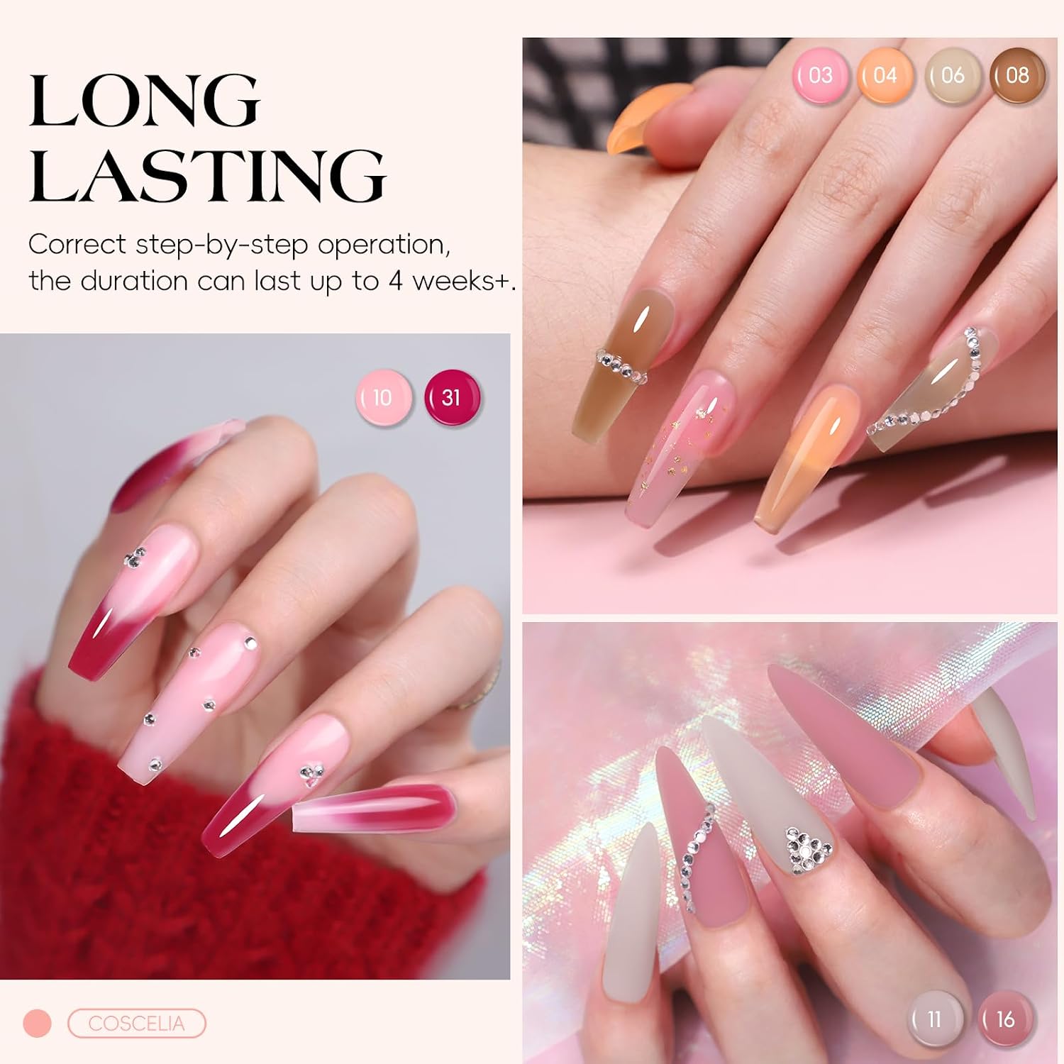 Detalle de COSCELIA 50PC Poly Nail Gel Kit with 15 Colors