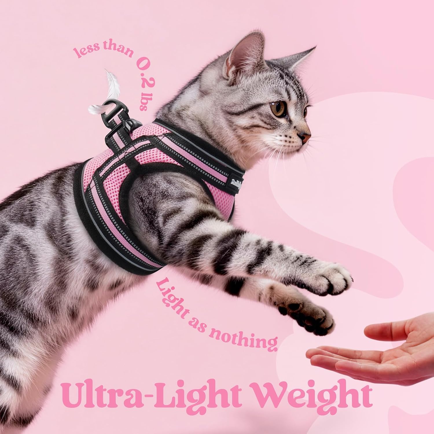 Thumbnail 5 de Rabbitgoo Cat Harness and Lead Set (Size S) – Soft Step-in Vest, Pink, Escape-Proof