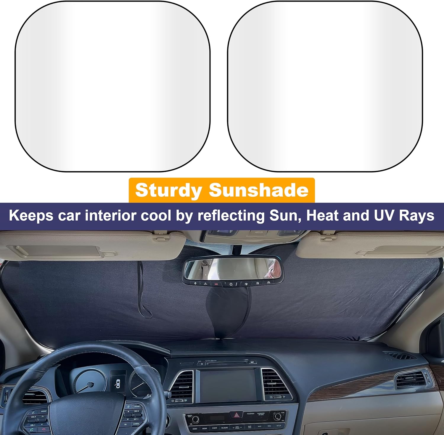 Thumbnail 1 de EcoNour 2 Piece Foldable Car Windshield Sun Shade