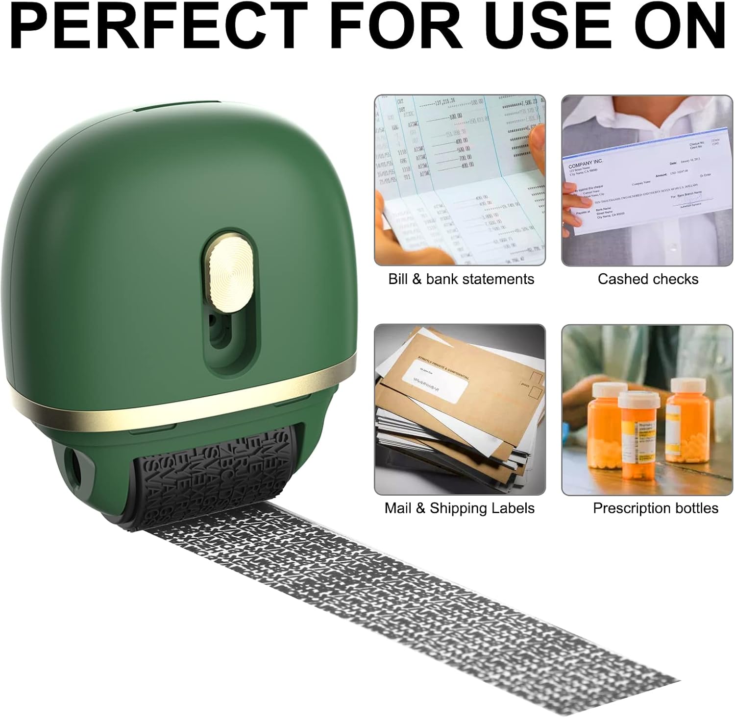 Detalle 2 de Lomil BS02G1010 Identity Protection Roller Stamps, Green, 2-Pack with Refills