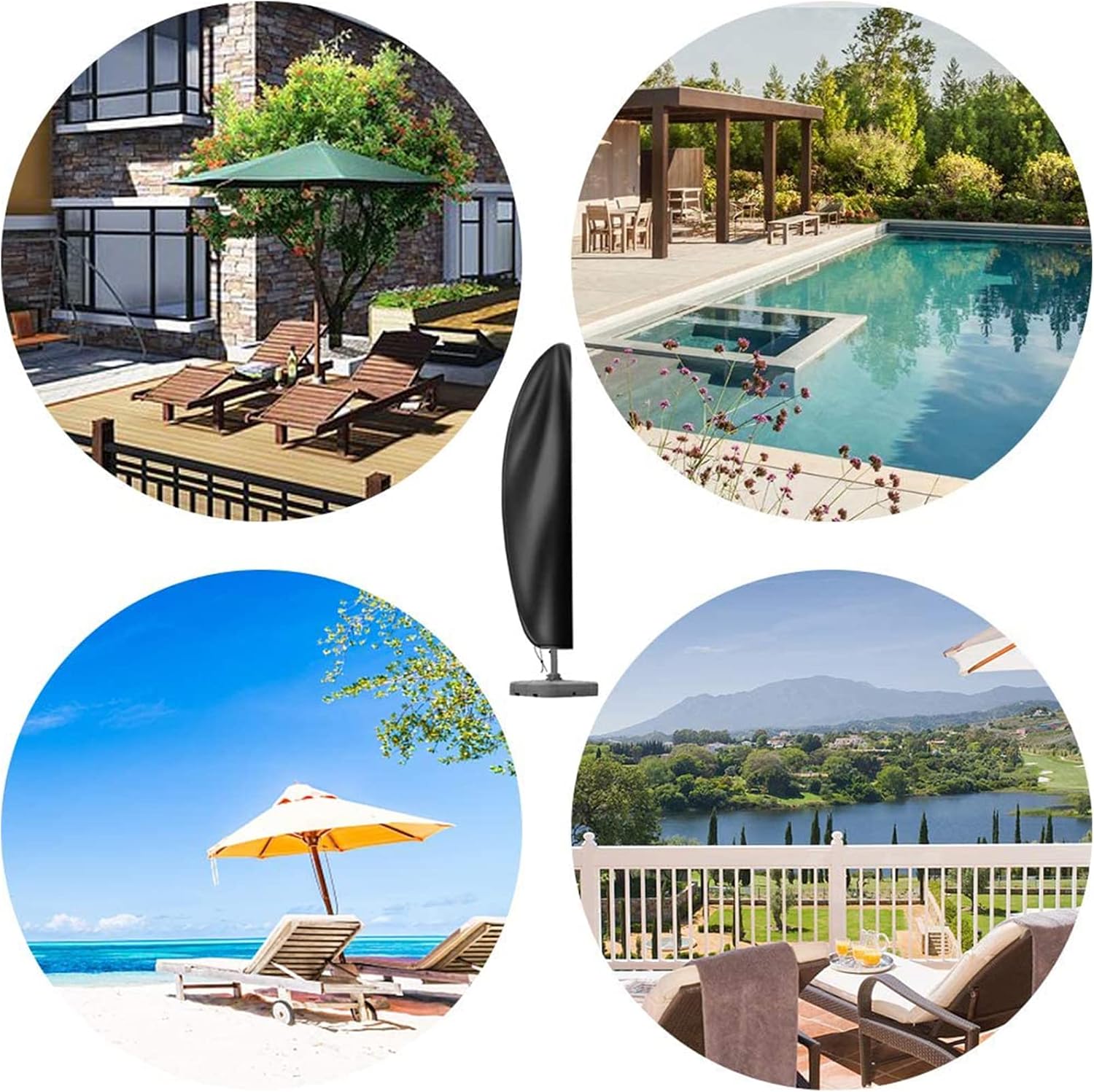 Thumbnail 6 de OKPOW Waterproof Cantilever Parasol Cover (420D Oxford) with Zip, 280 x 81/45 x 30cm