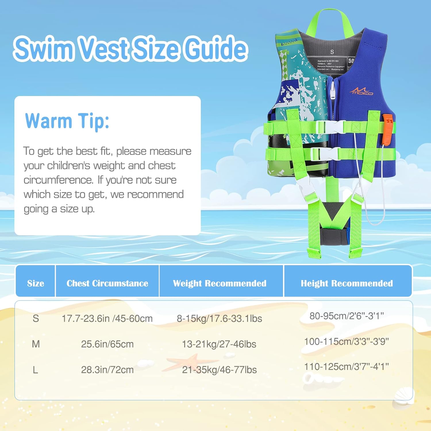 Thumbnail 3 de MoKo Swimming Vest for Kids: Safe Buoyancy for 46–77 lb Little Swimmers